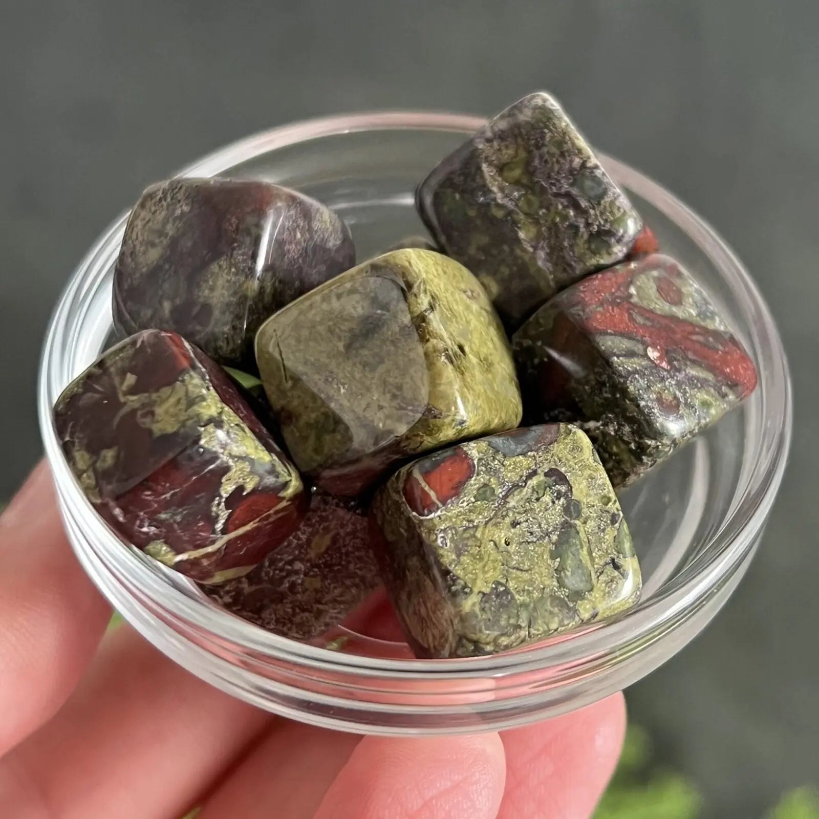 Dragons Blood tumbled cubes Castle Rocks Cornwall