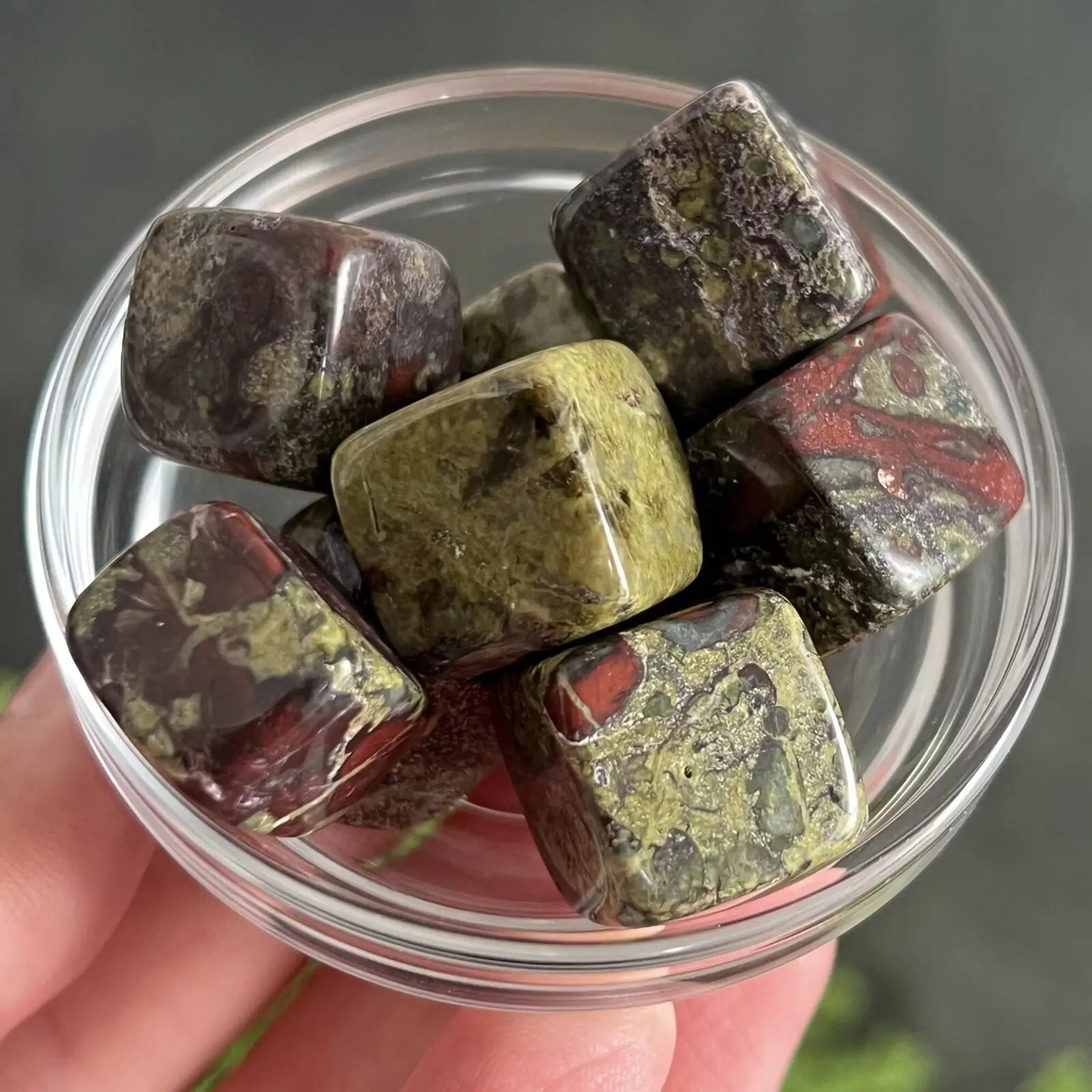 Dragons Blood tumbled cubes Castle Rocks Cornwall