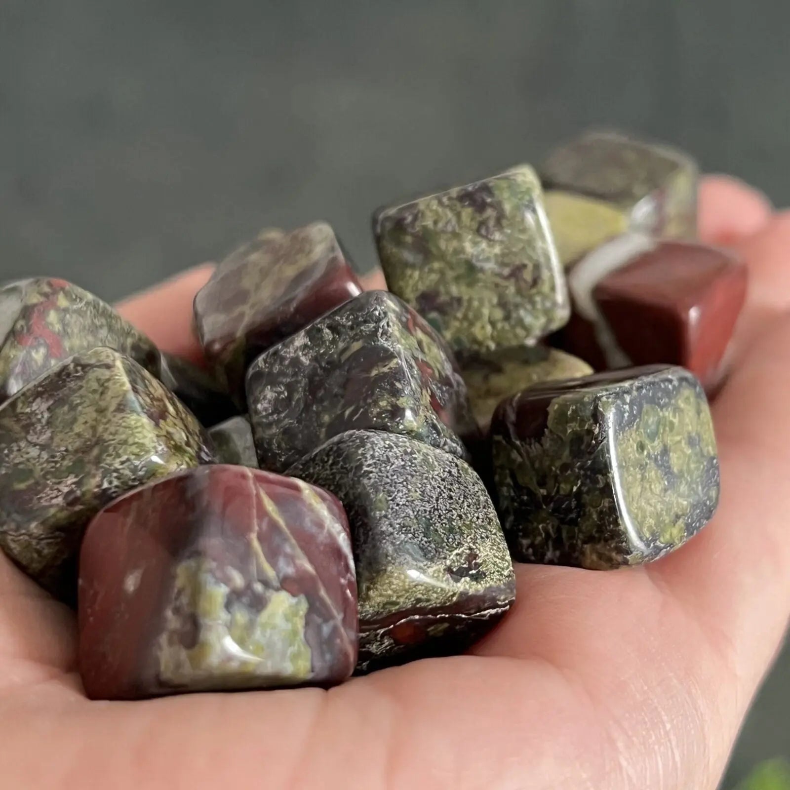 Dragons Blood tumbled cubes Castle Rocks Cornwall