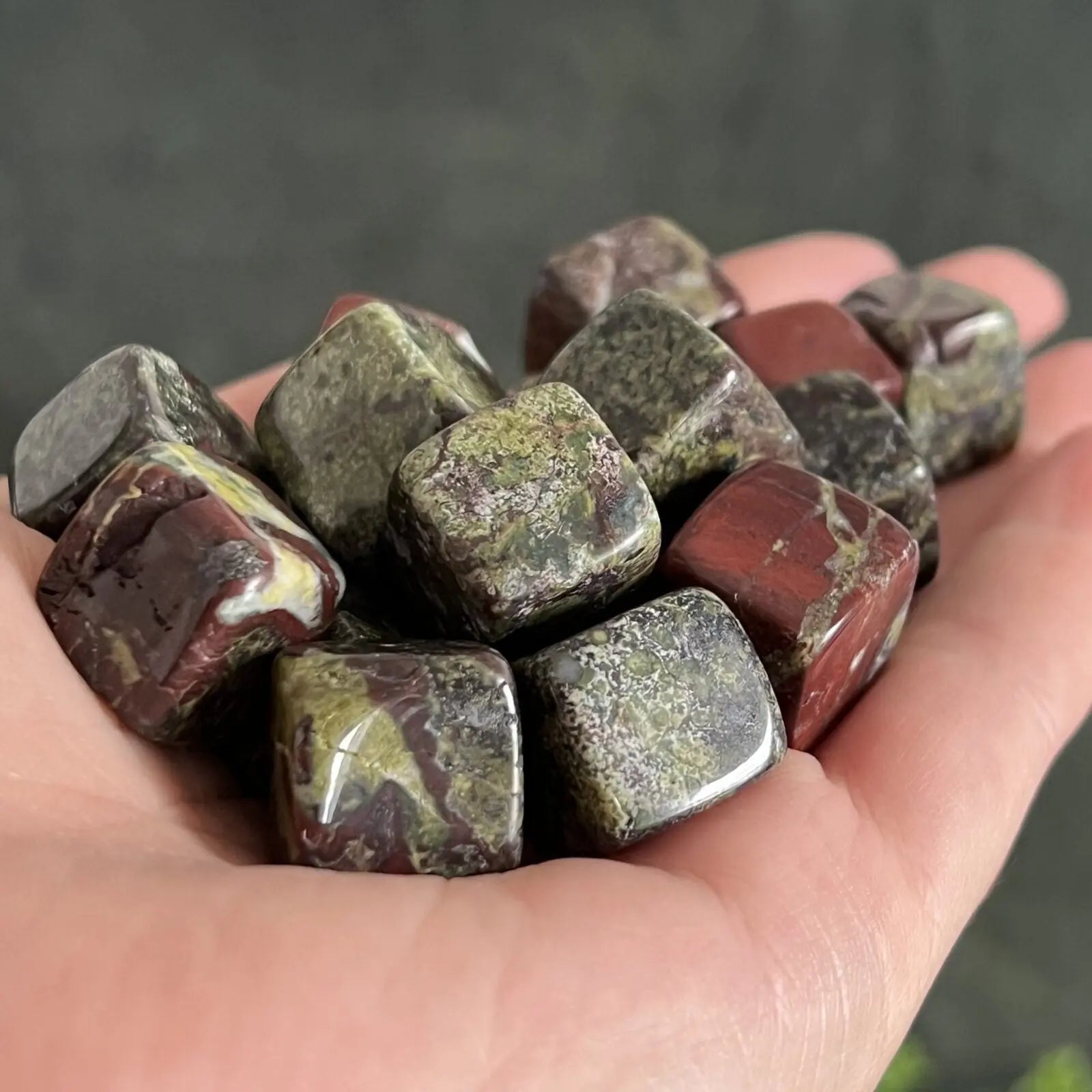 Dragons Blood tumbled cubes Castle Rocks Cornwall