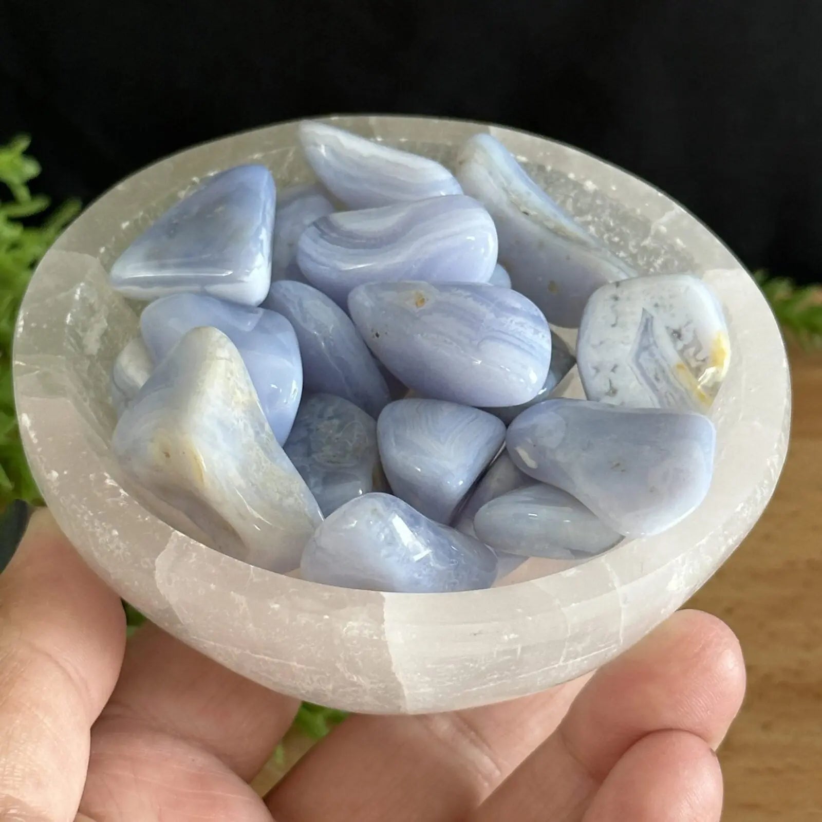 Blue Lace Agate Tumbled Stones. Castle Rocks Cornwall