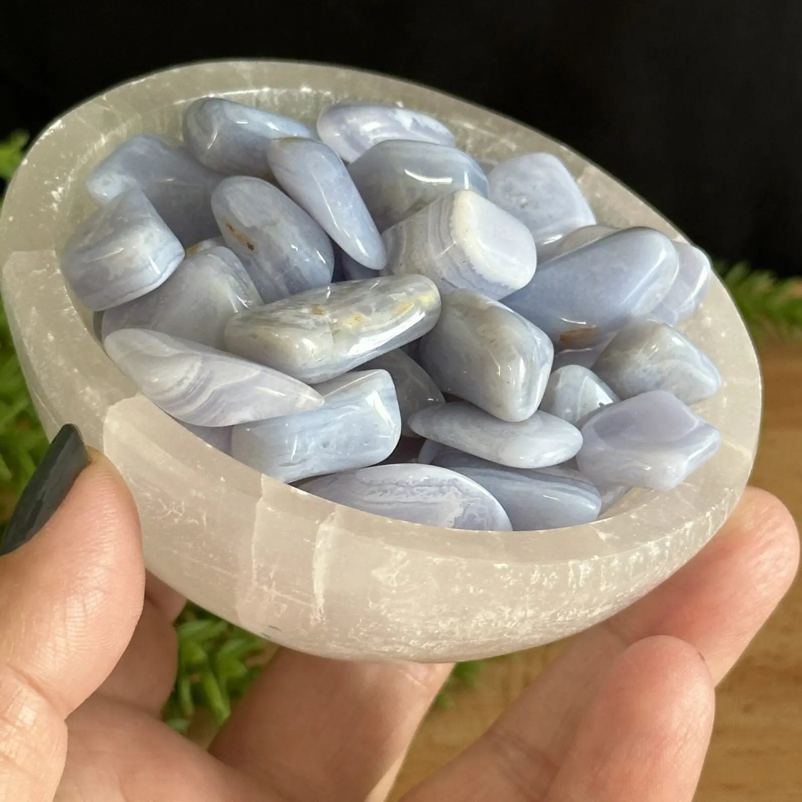 Blue Lace Agate Tumbled Stones. Castle Rocks Cornwall