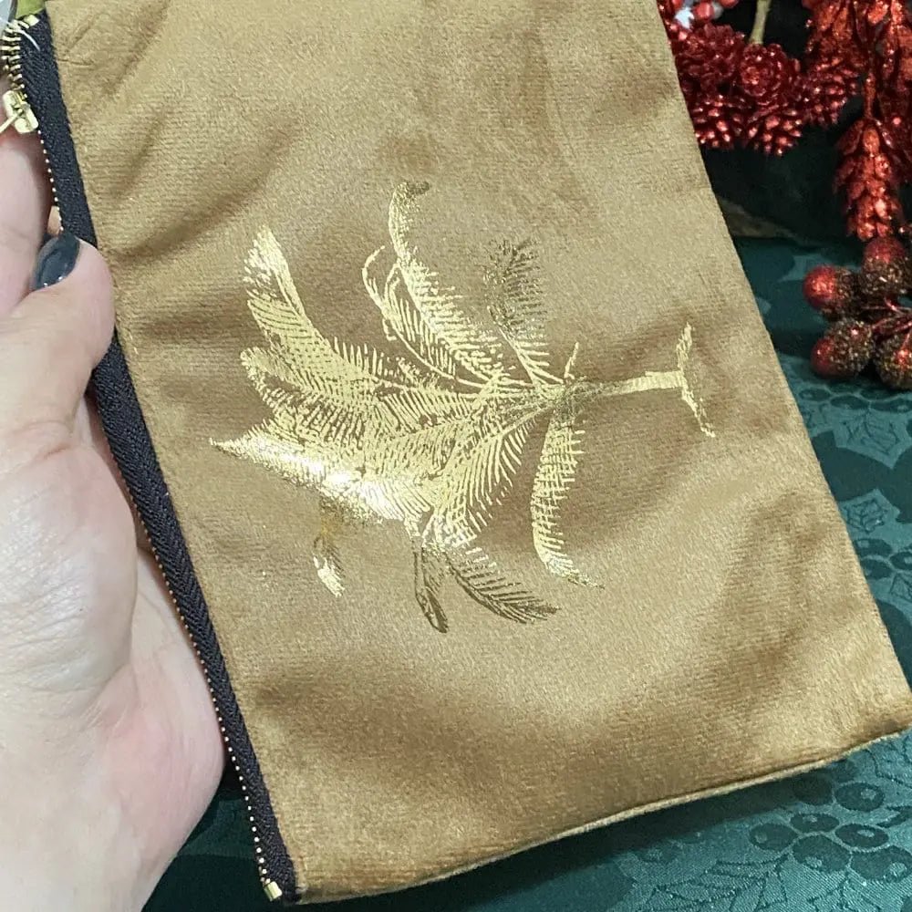 Luxury Gold Velvet Tropical Bag Castle Rocks Cornwall