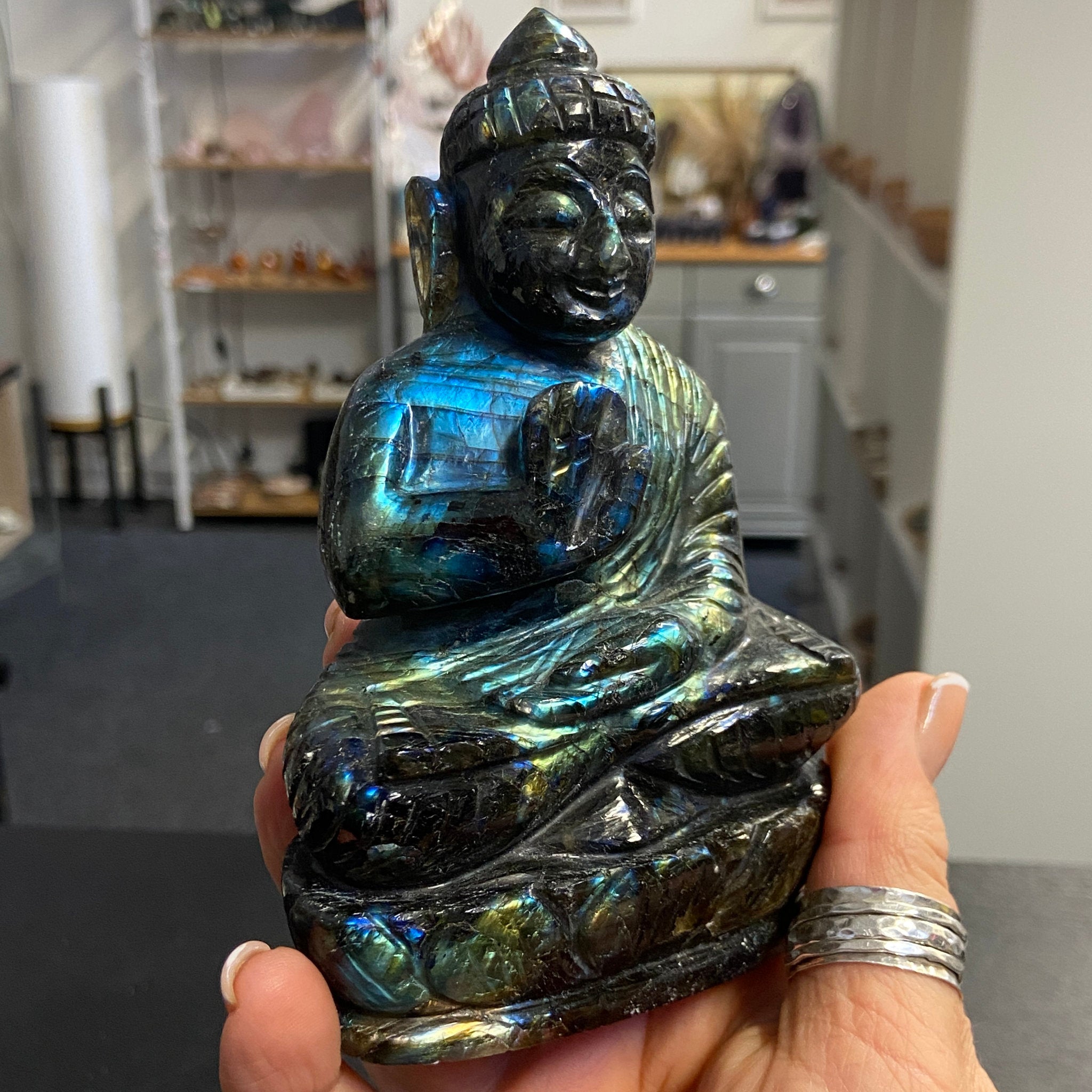 Labradorite Buddha Carving – Madagascar - Castle Rocks Cornwall