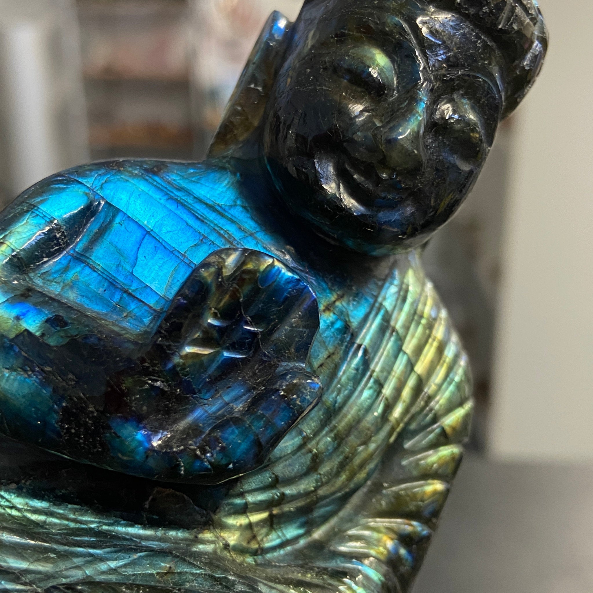 Labradorite Buddha Carving – Madagascar - Castle Rocks Cornwall