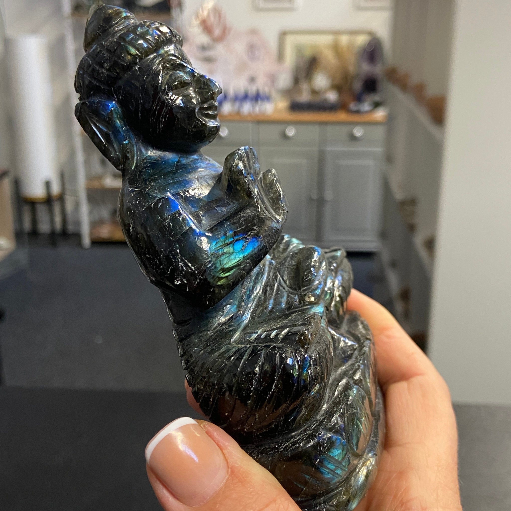 Labradorite Buddha Carving – Madagascar - Castle Rocks Cornwall