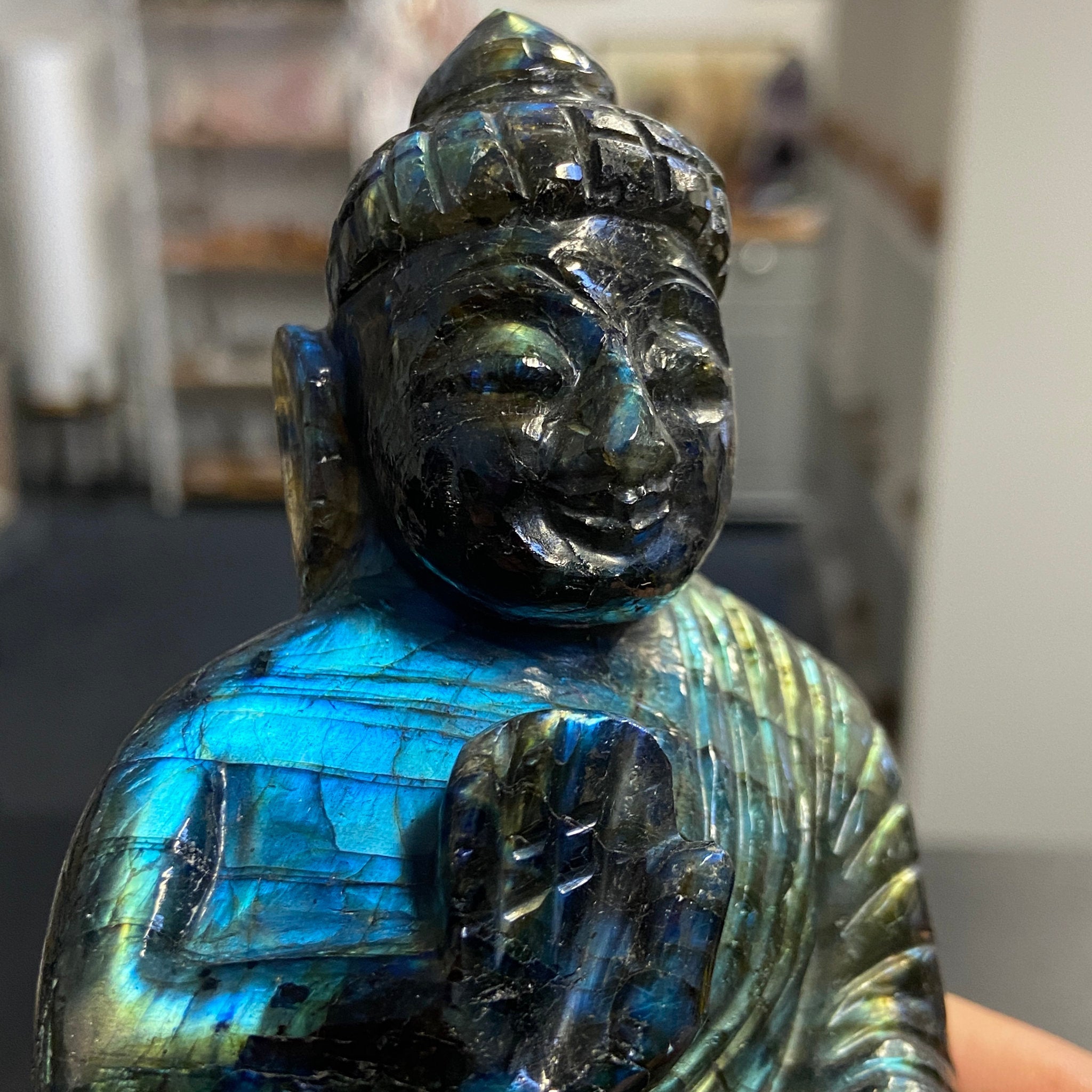 Labradorite Buddha Carving – Madagascar - Castle Rocks Cornwall