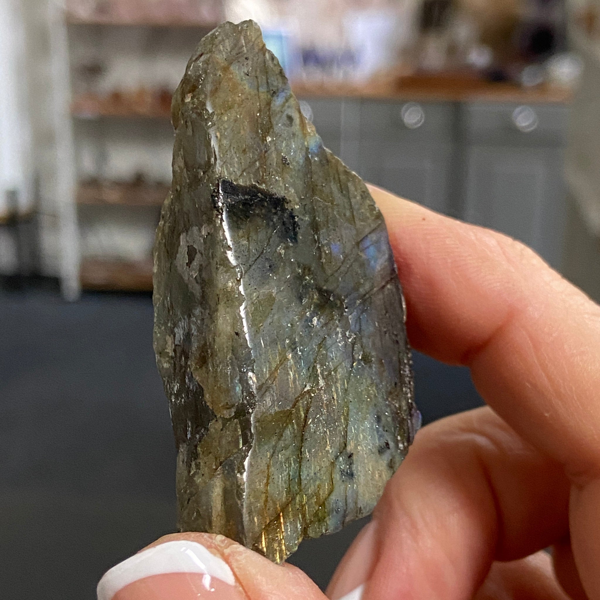 Madagascan Labradorite Slice – New Beginnings & Intuition - Castle Rocks Cornwall