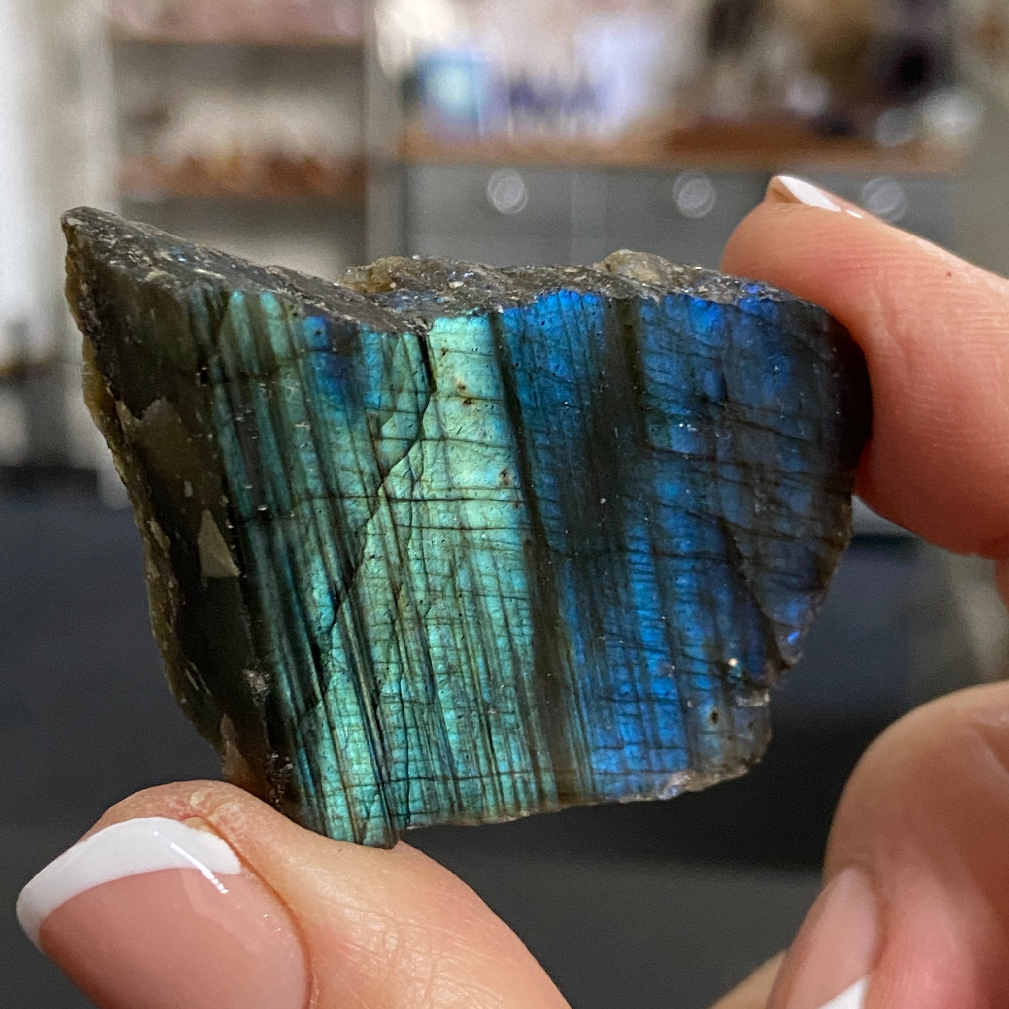 Madagascan Labradorite Slice – New Beginnings & Intuition - Castle Rocks Cornwall