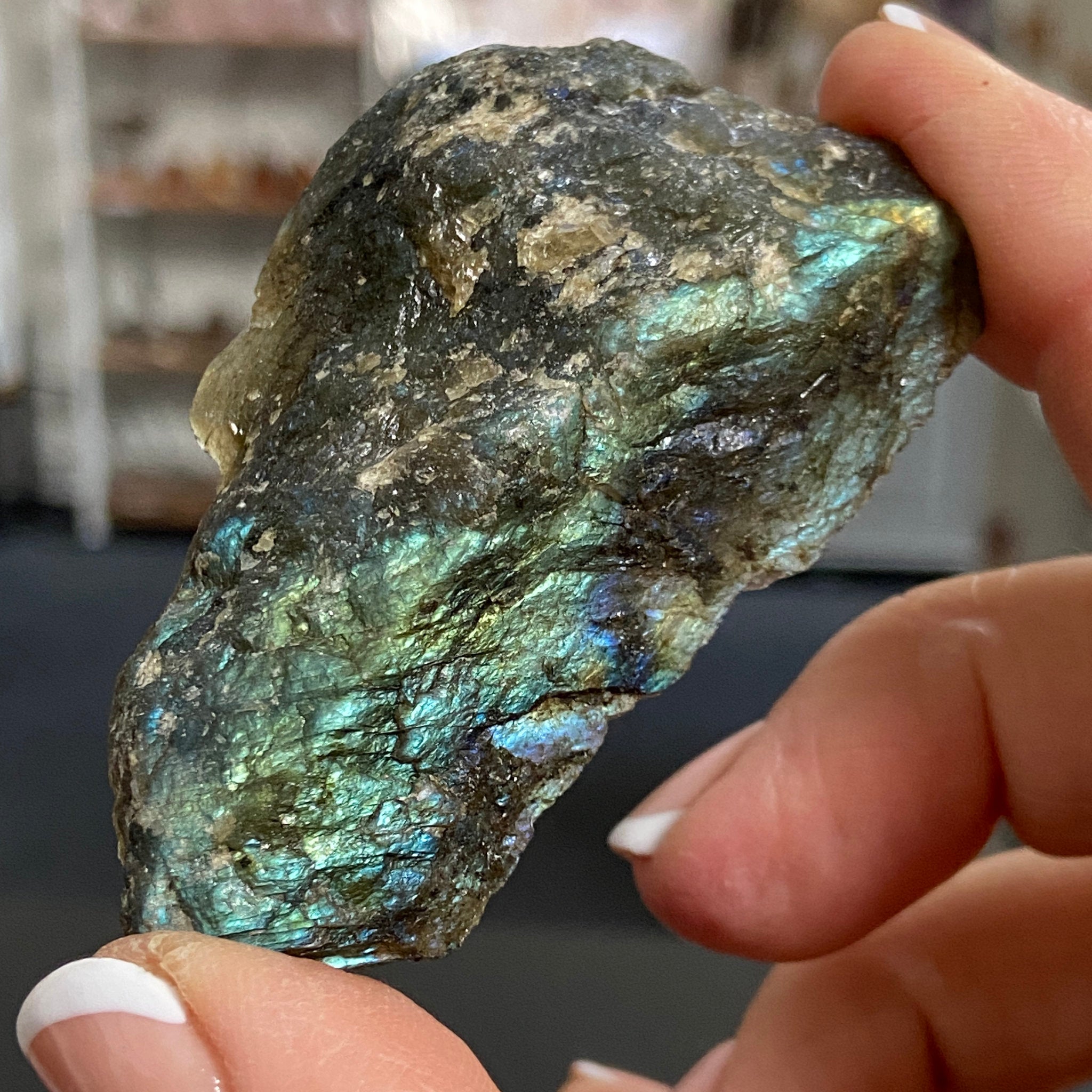 Madagascan Labradorite Slice – New Beginnings & Intuition - Castle Rocks Cornwall