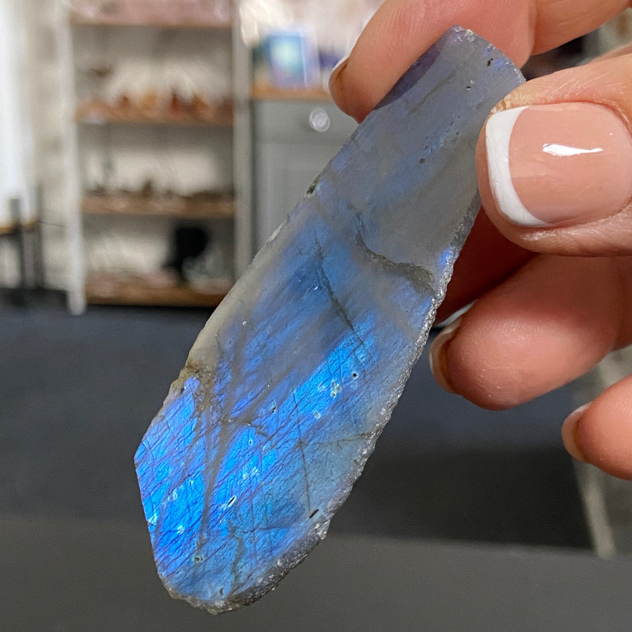 Madagascan Labradorite Slice – New Beginnings & Intuition - Castle Rocks Cornwall