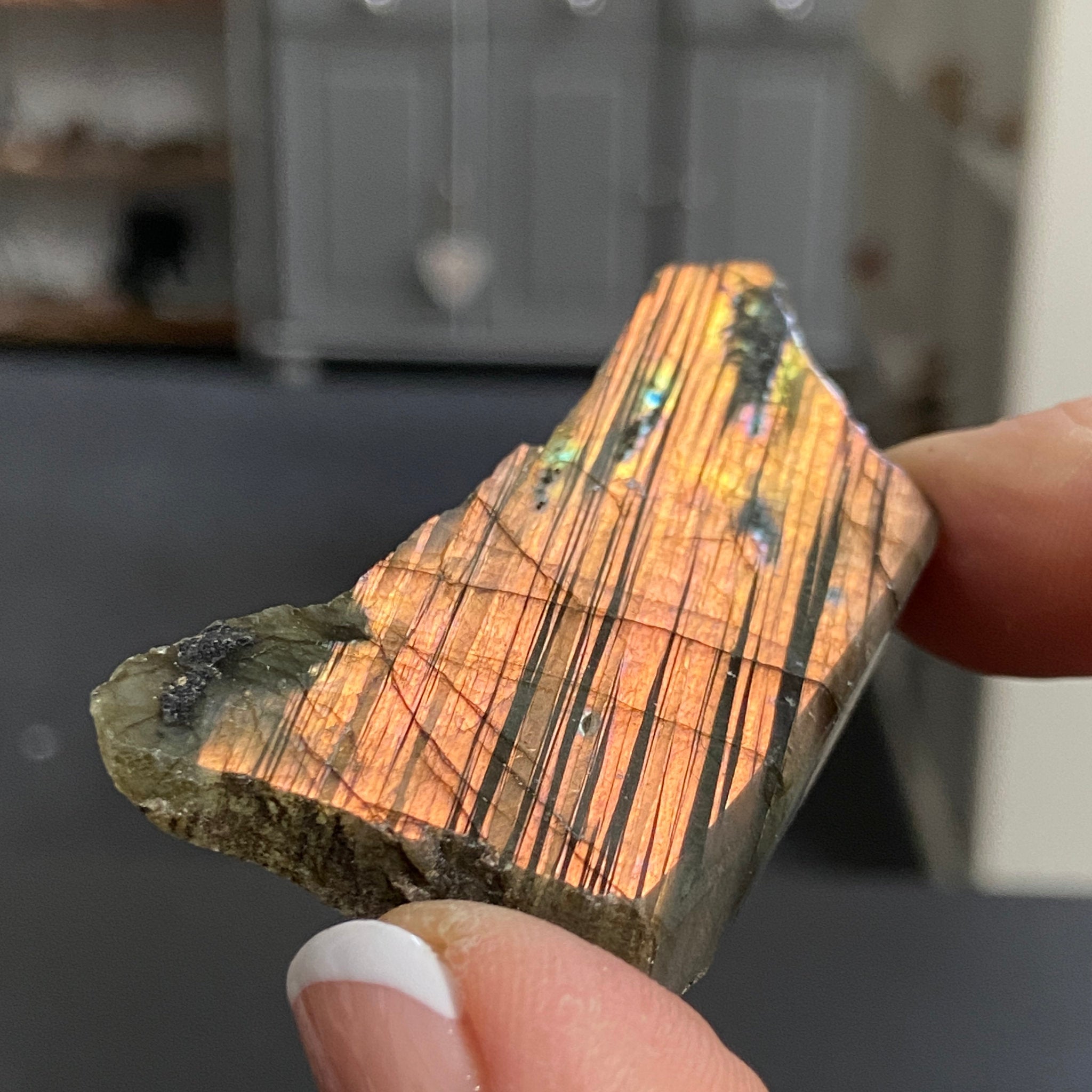 Madagascan Labradorite Slice – New Beginnings & Intuition - Castle Rocks Cornwall