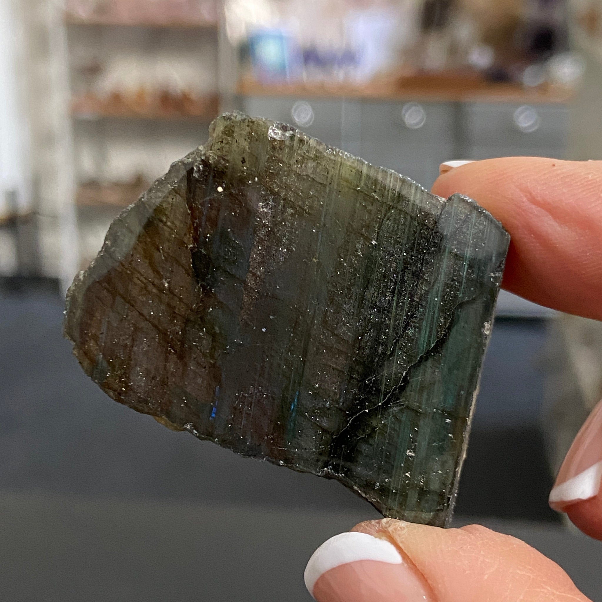 Madagascan Labradorite Slice – New Beginnings & Intuition - Castle Rocks Cornwall