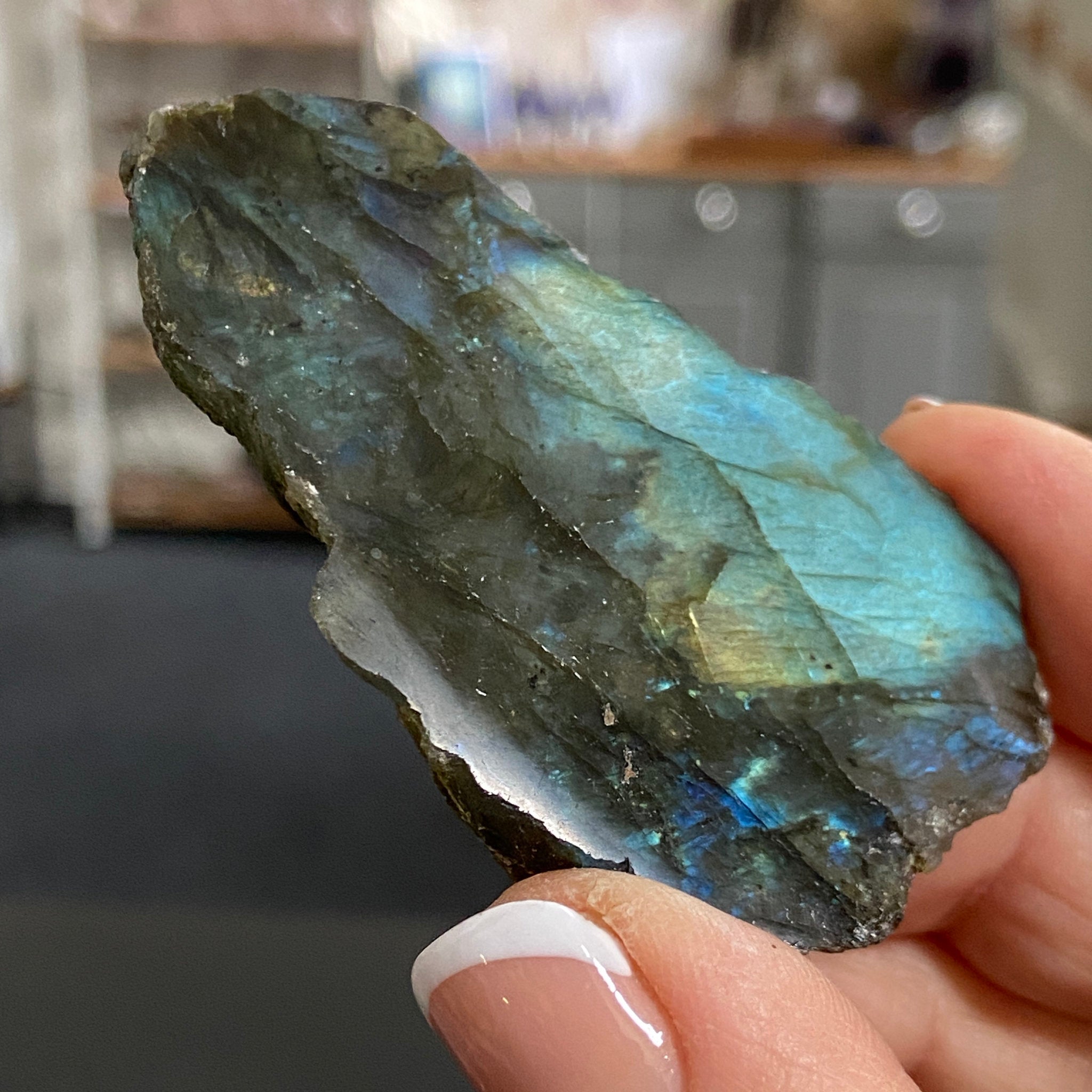 Madagascan Labradorite Slice – New Beginnings & Intuition - Castle Rocks Cornwall
