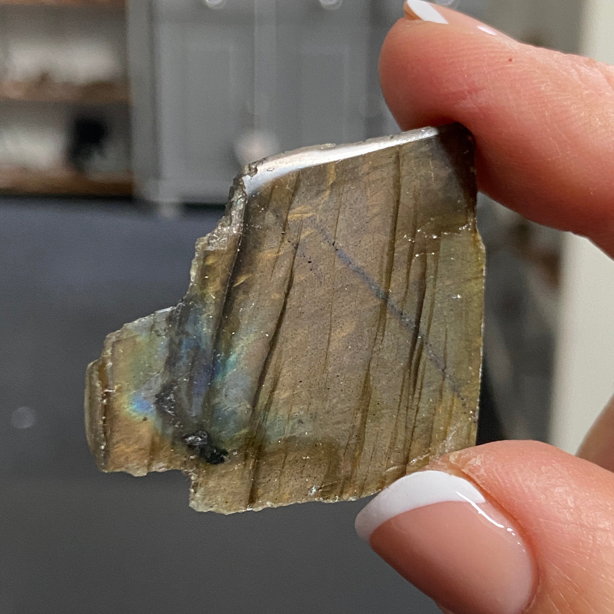 Madagascan Labradorite Slice – New Beginnings & Intuition - Castle Rocks Cornwall