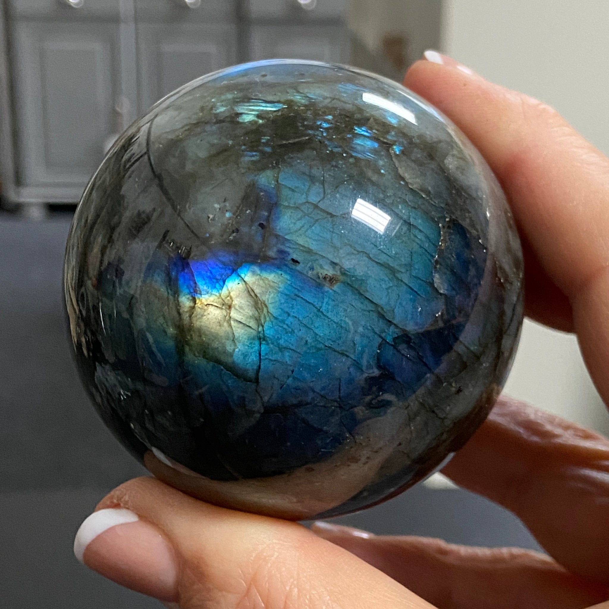 Madagascan Labradorite Sphere – New Beginnings & Intuition - Castle Rocks Cornwall