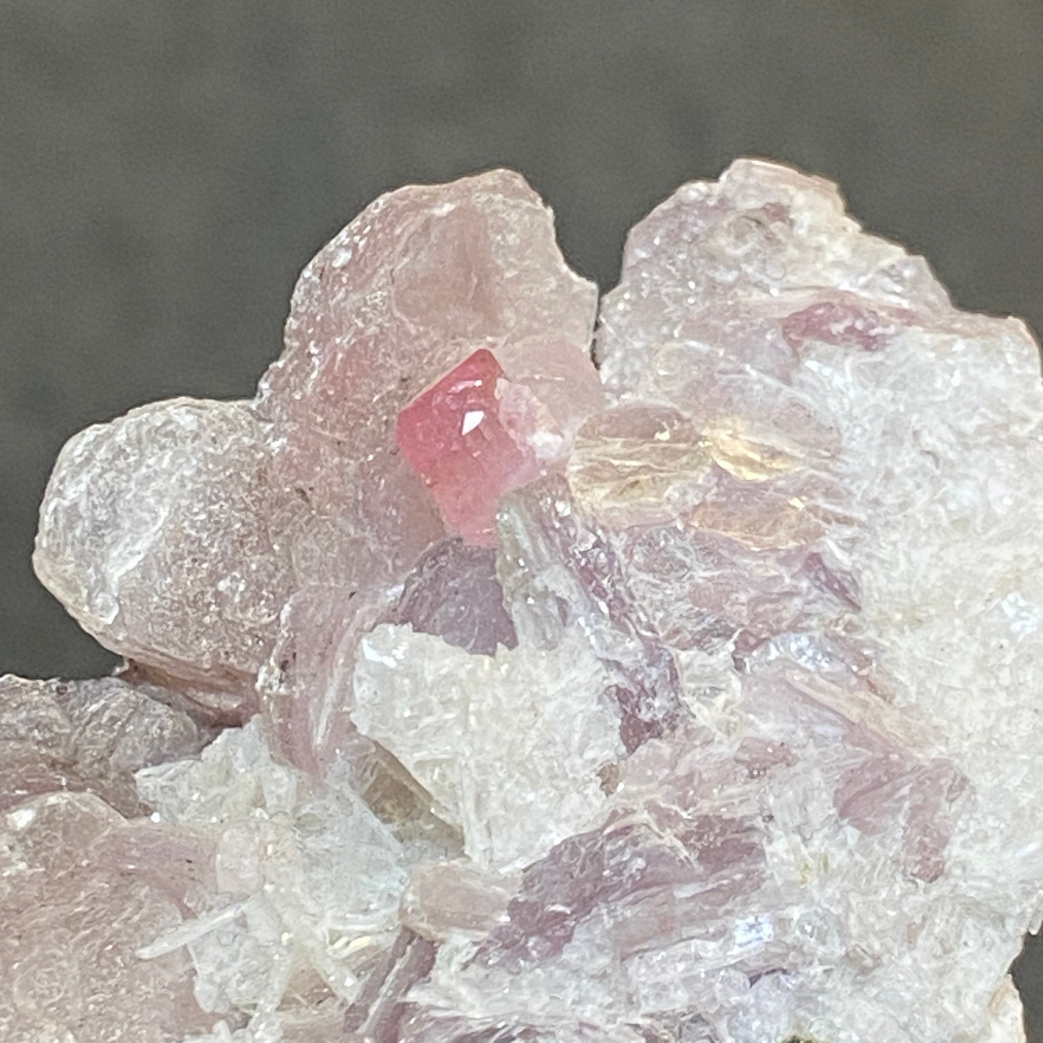 Pink Tourmaline on Lepidolite and Muscovite – Brazil - Castle Rocks Cornwall