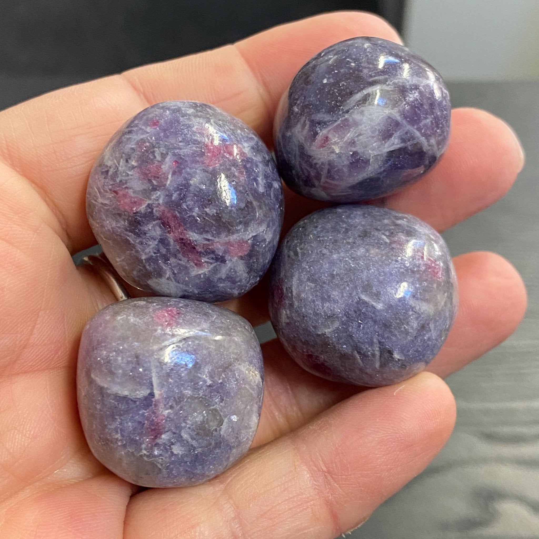 Pink Tourmaline, Quartz and Lepidolite Tumbled Stones - Castle Rocks Cornwall