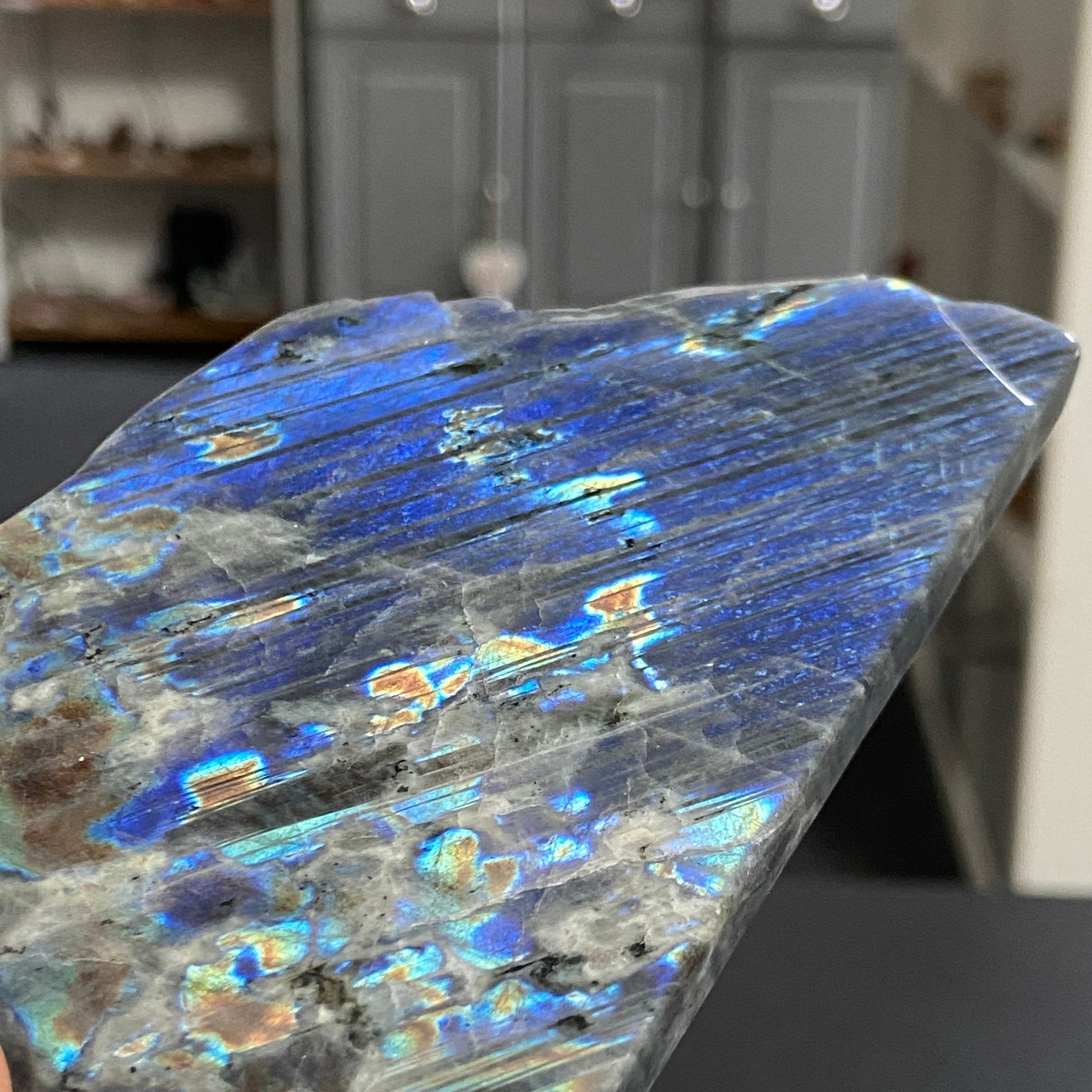 Rare Labradorite Slice from Labrador, Canada – New Beginnings - Castle Rocks Cornwall