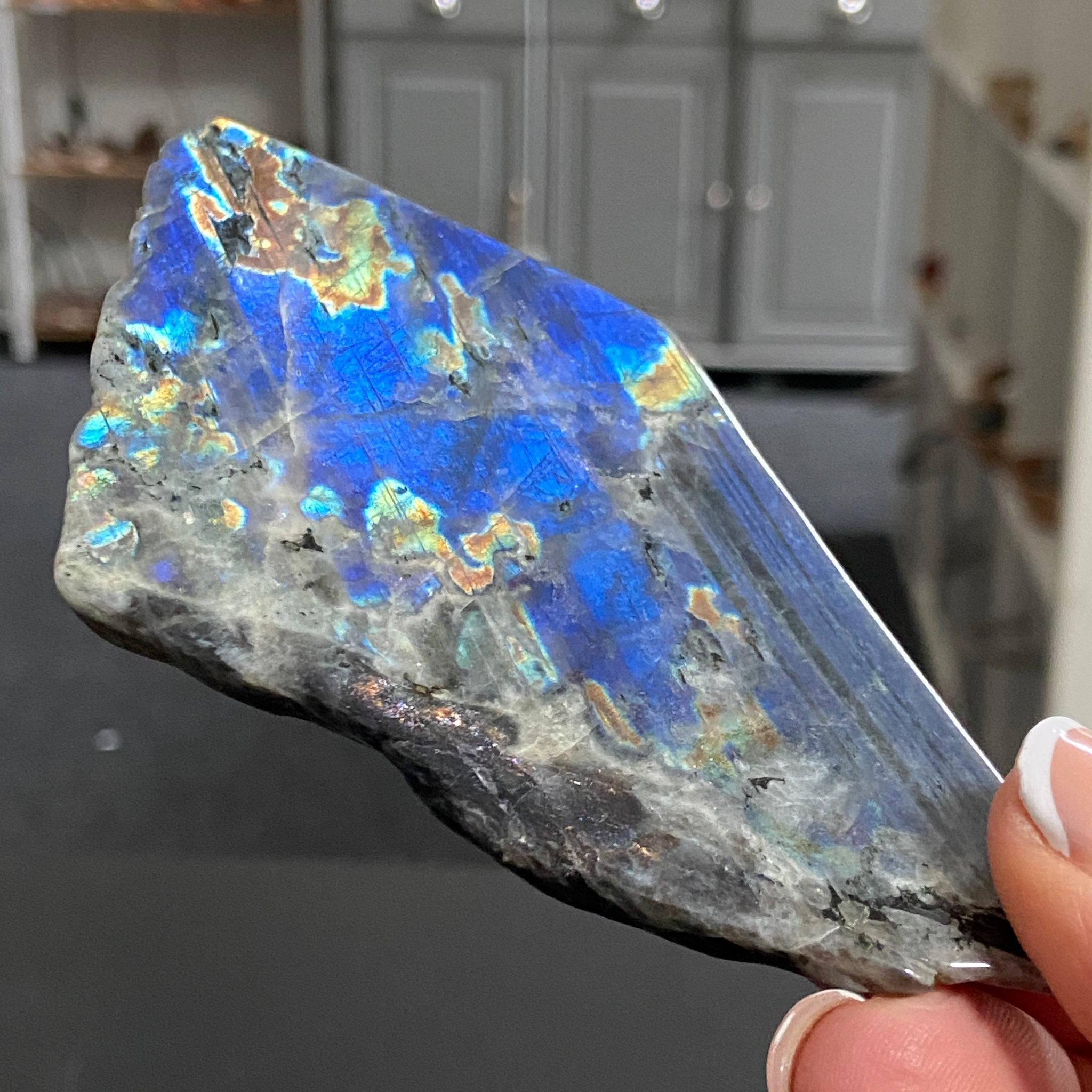 Rare Labradorite Slice from Labrador, Canada – New Beginnings - Castle Rocks Cornwall