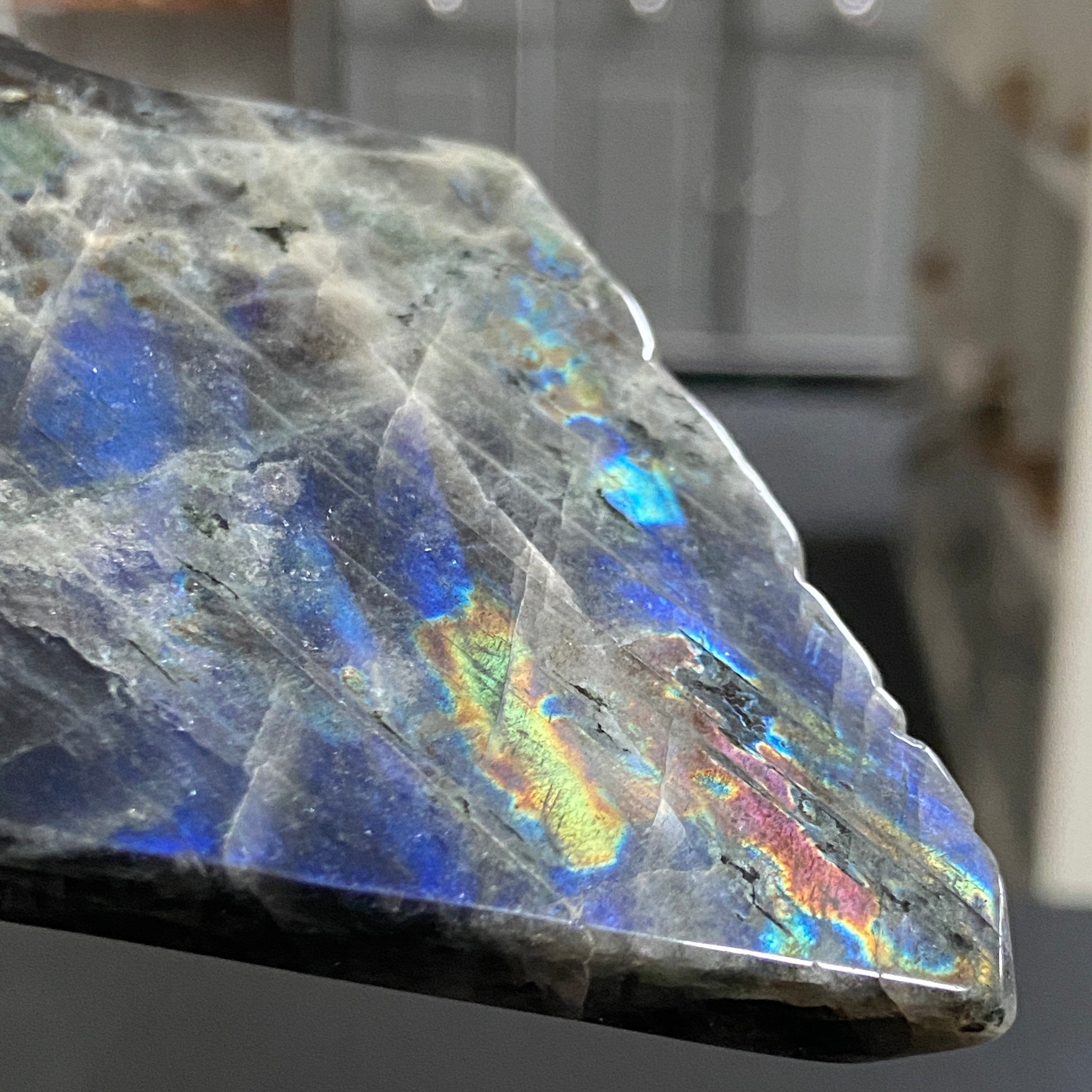 Rare Labradorite Slice from Labrador, Canada – New Beginnings - Castle Rocks Cornwall