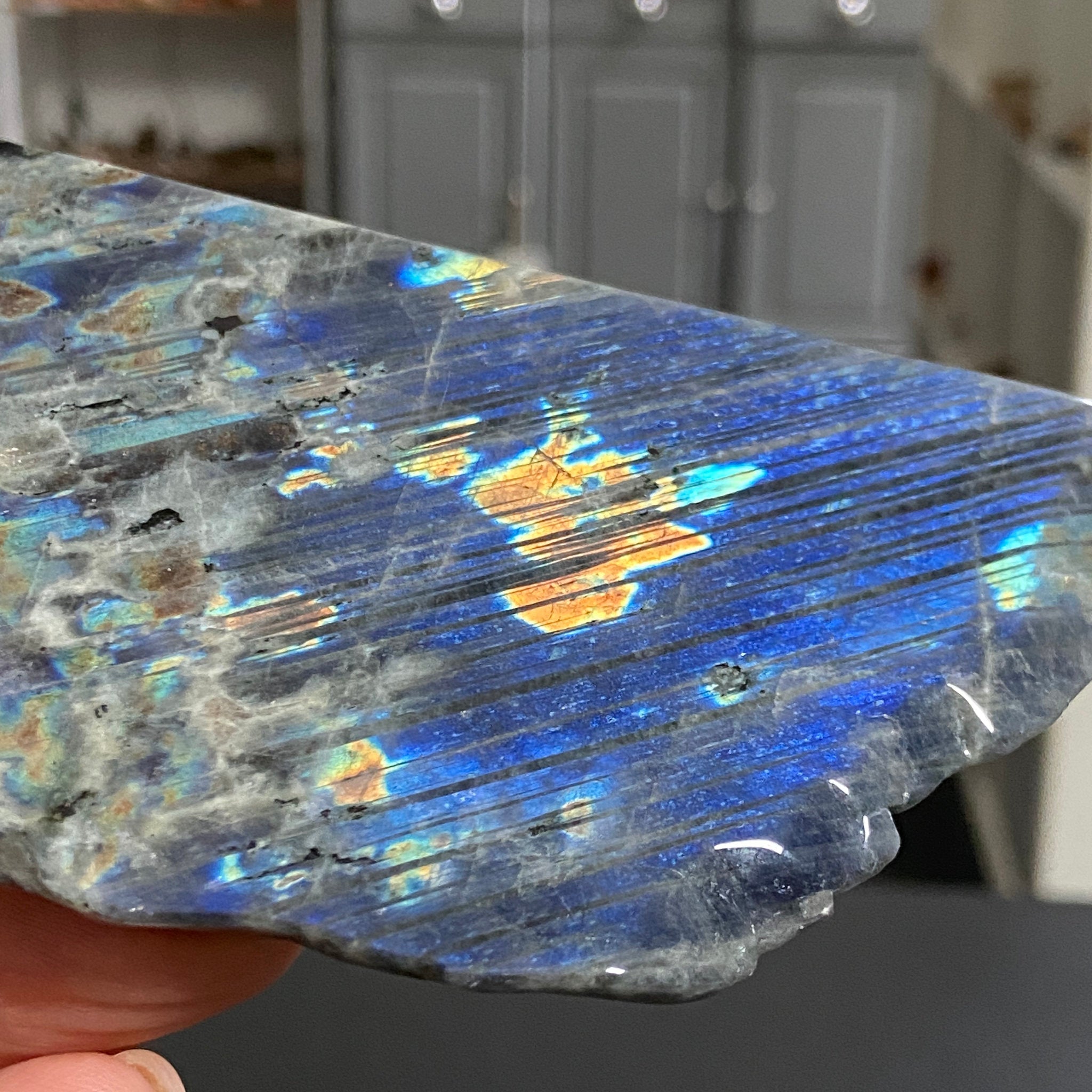 Rare Labradorite Slice from Labrador, Canada – New Beginnings - Castle Rocks Cornwall