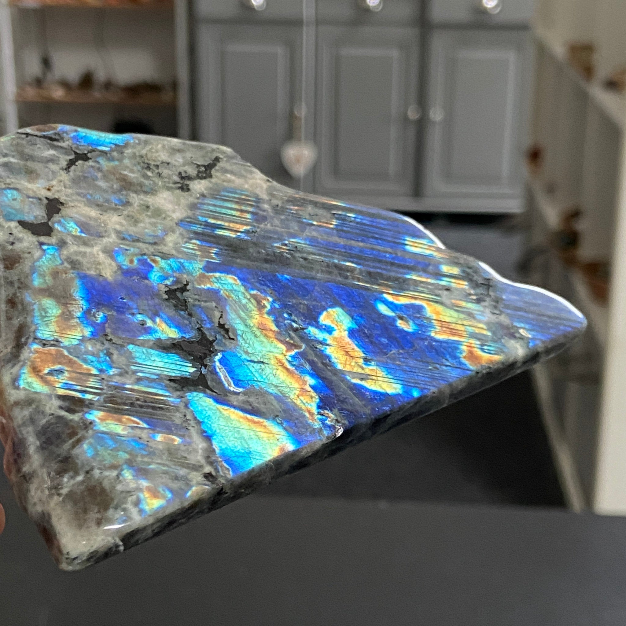 Rare Labradorite Slice from Labrador, Canada – New Beginnings - Castle Rocks Cornwall