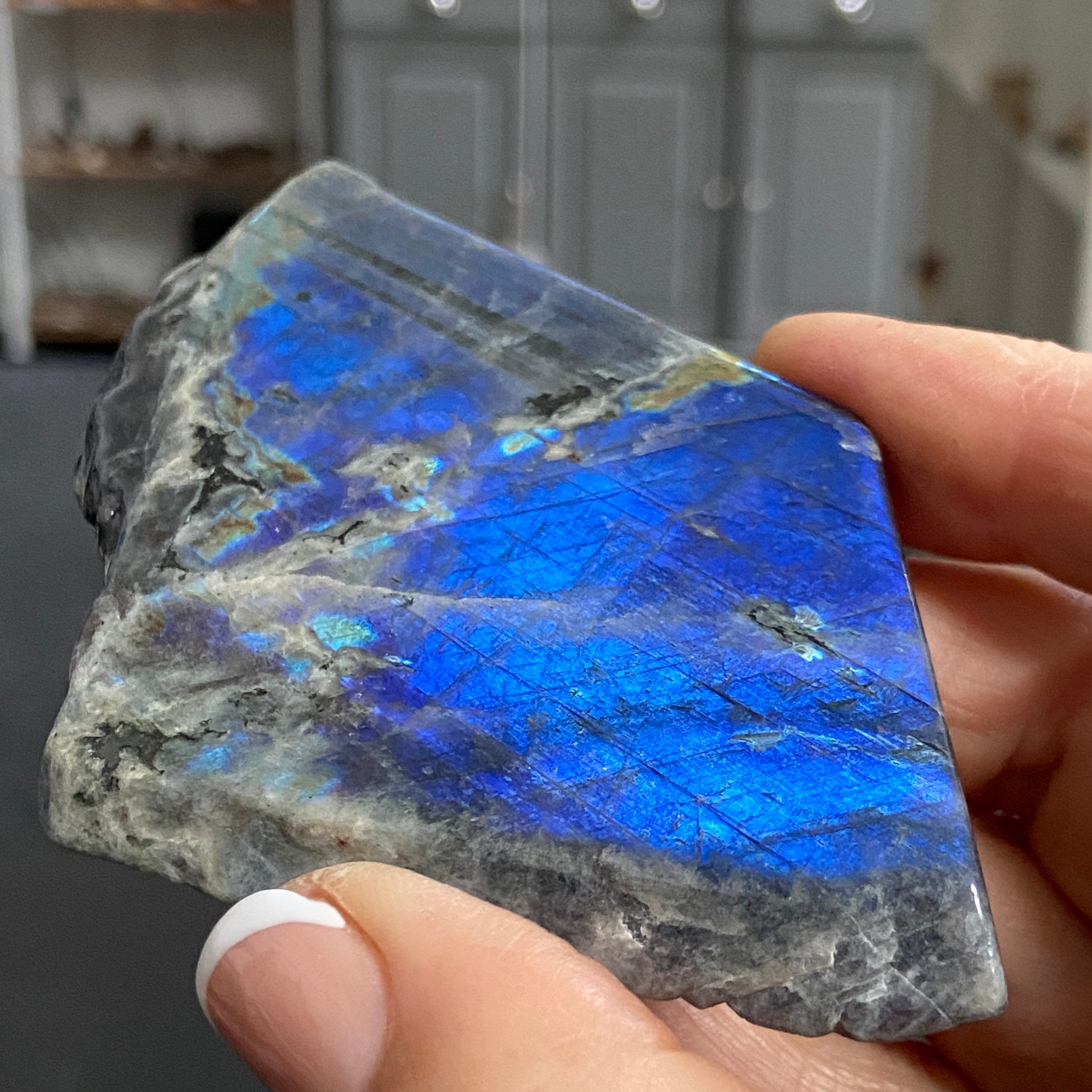 Rare Labradorite Slice from Labrador, Canada – New Beginnings - Castle Rocks Cornwall