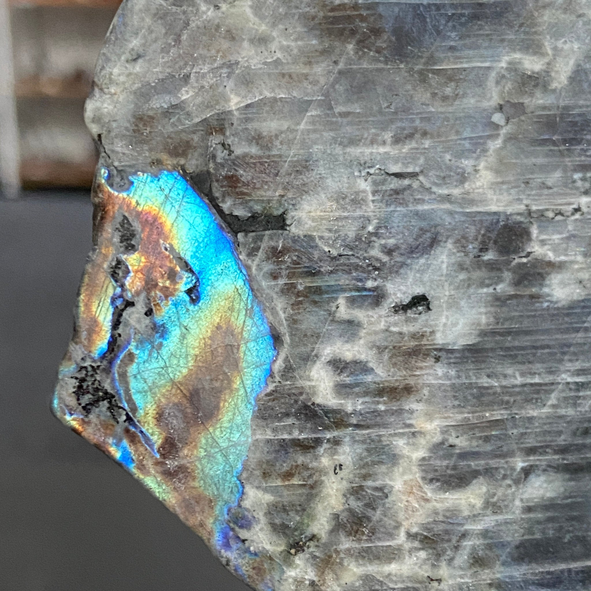 Rare Labradorite Slice from Labrador, Canada – New Beginnings - Castle Rocks Cornwall