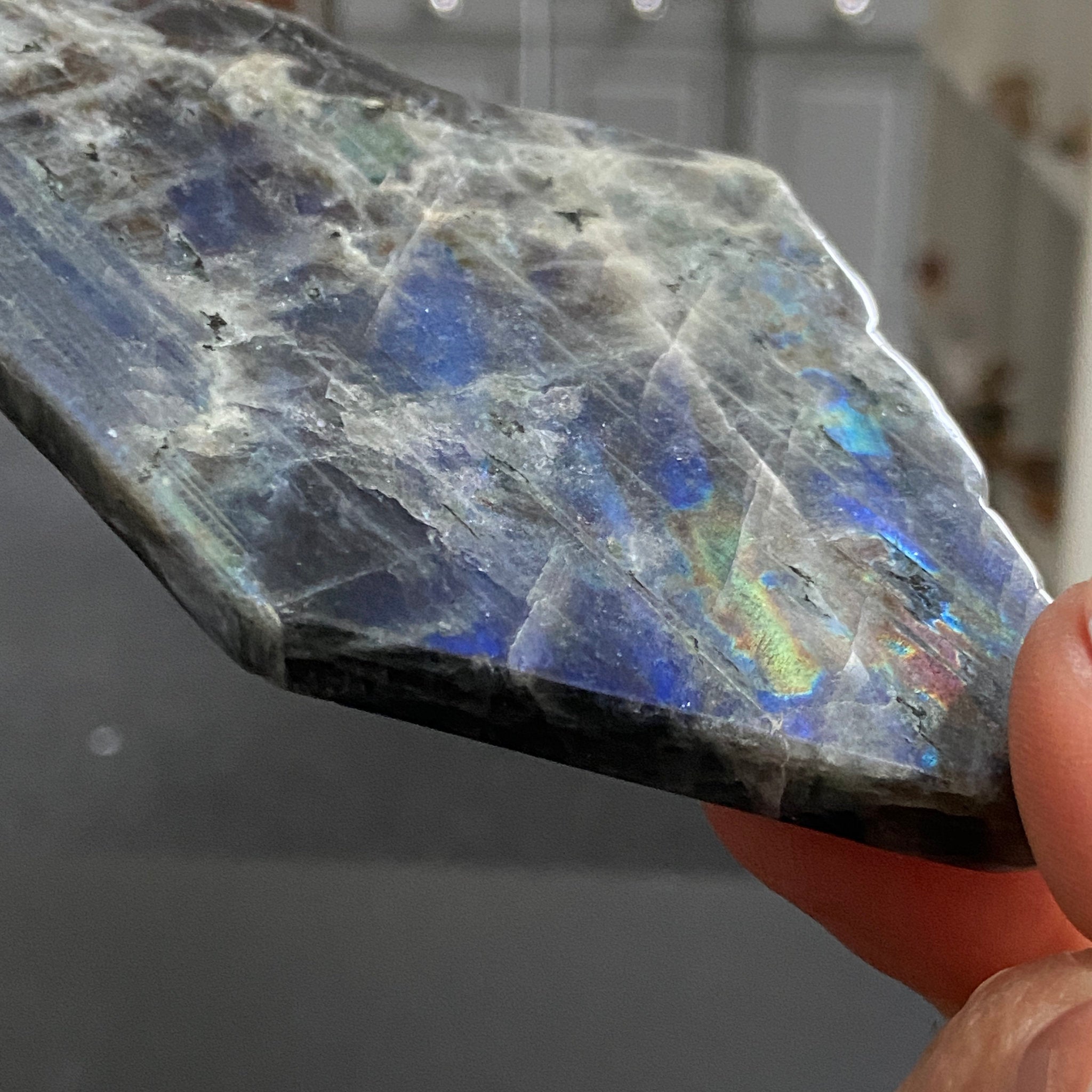 Rare Labradorite Slice from Labrador, Canada – New Beginnings - Castle Rocks Cornwall