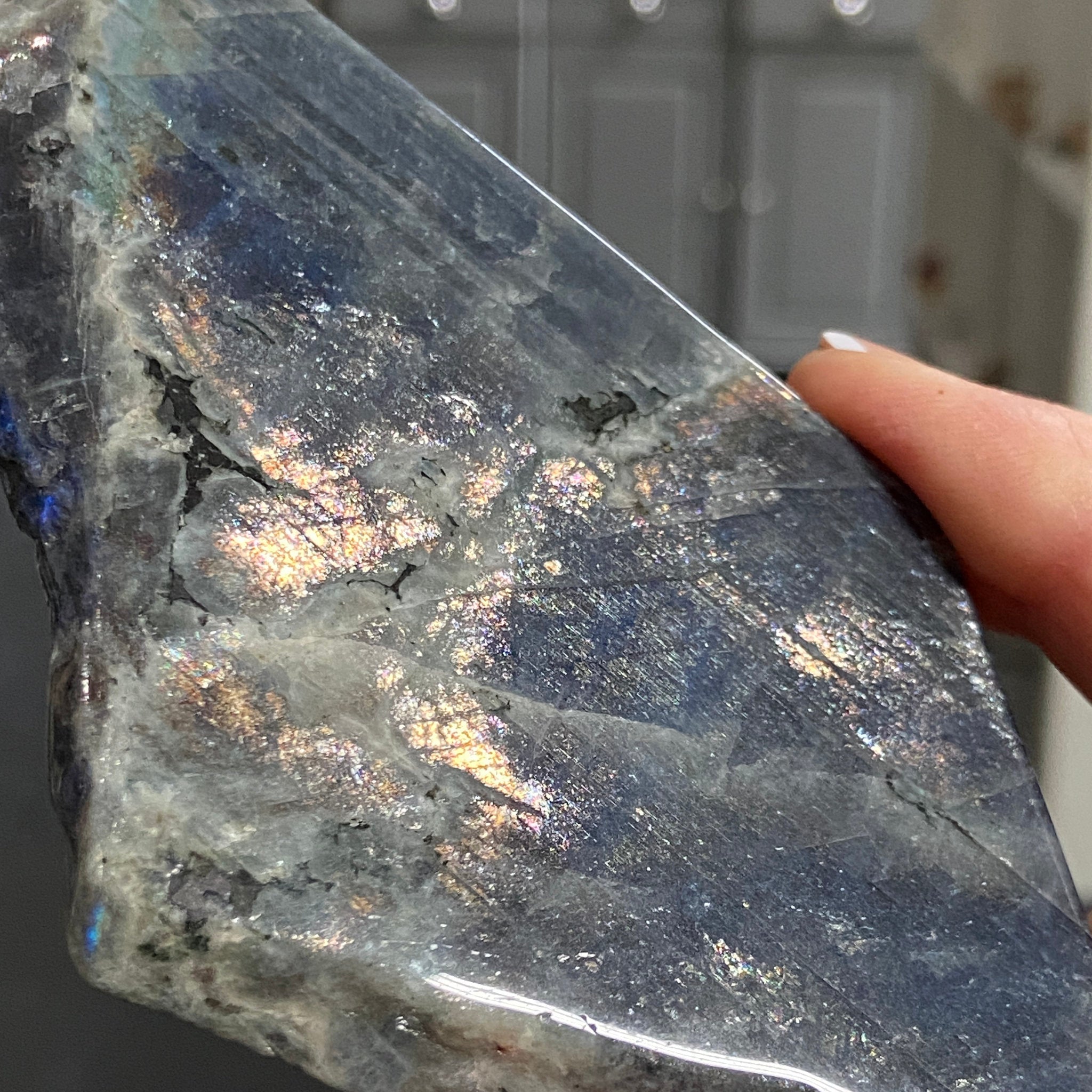 Rare Labradorite Slice from Labrador, Canada – New Beginnings - Castle Rocks Cornwall