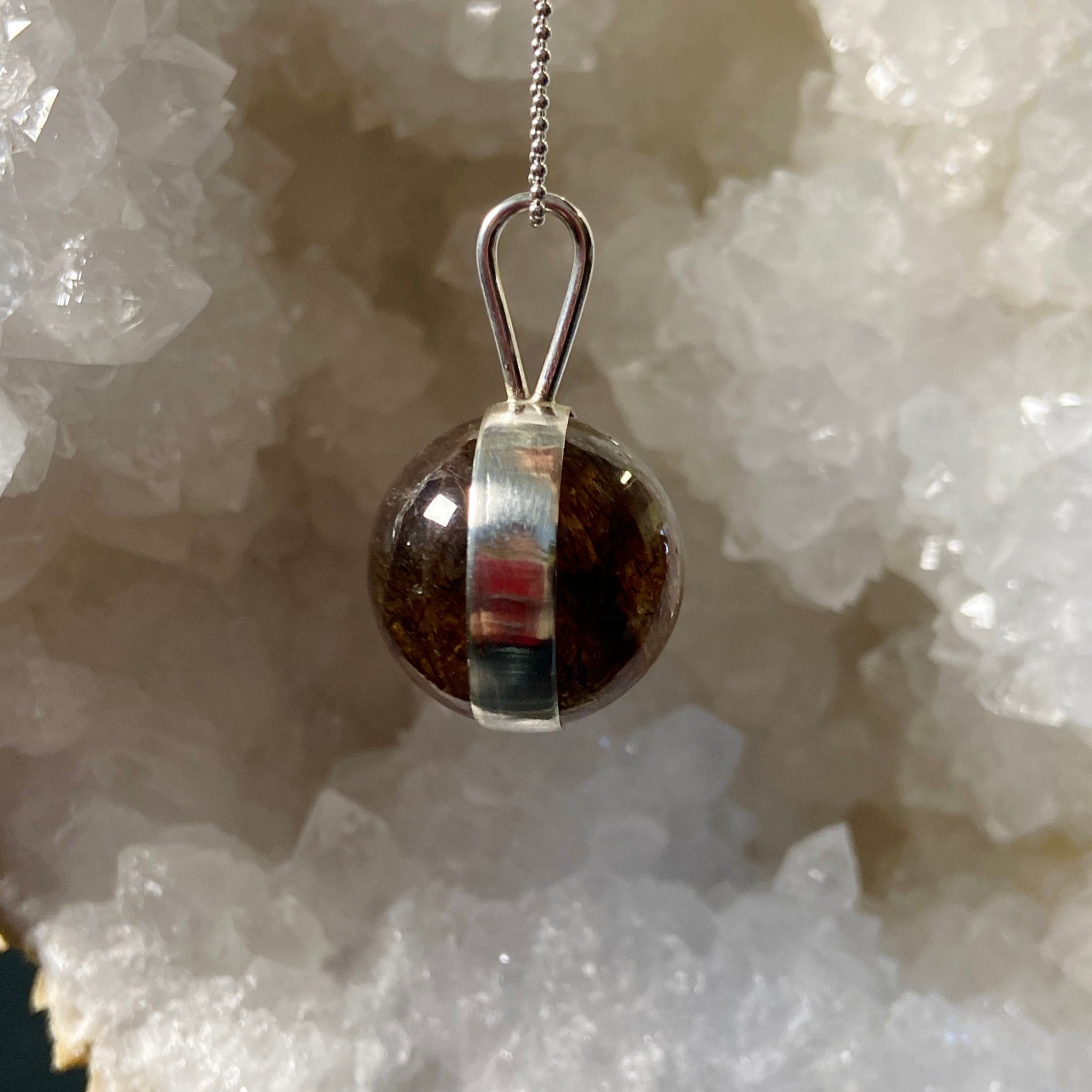 Rutilated Quartz Spinner Pendant - Bespoke by Song of the Sea - Castle Rocks Cornwall