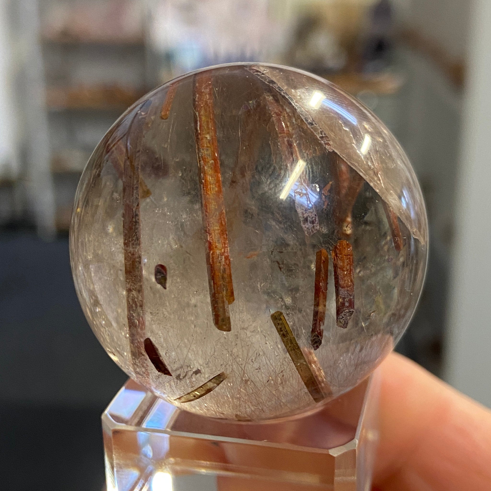 Smoky Rutilated Quartz Sphere – Brazil - Castle Rocks Cornwall