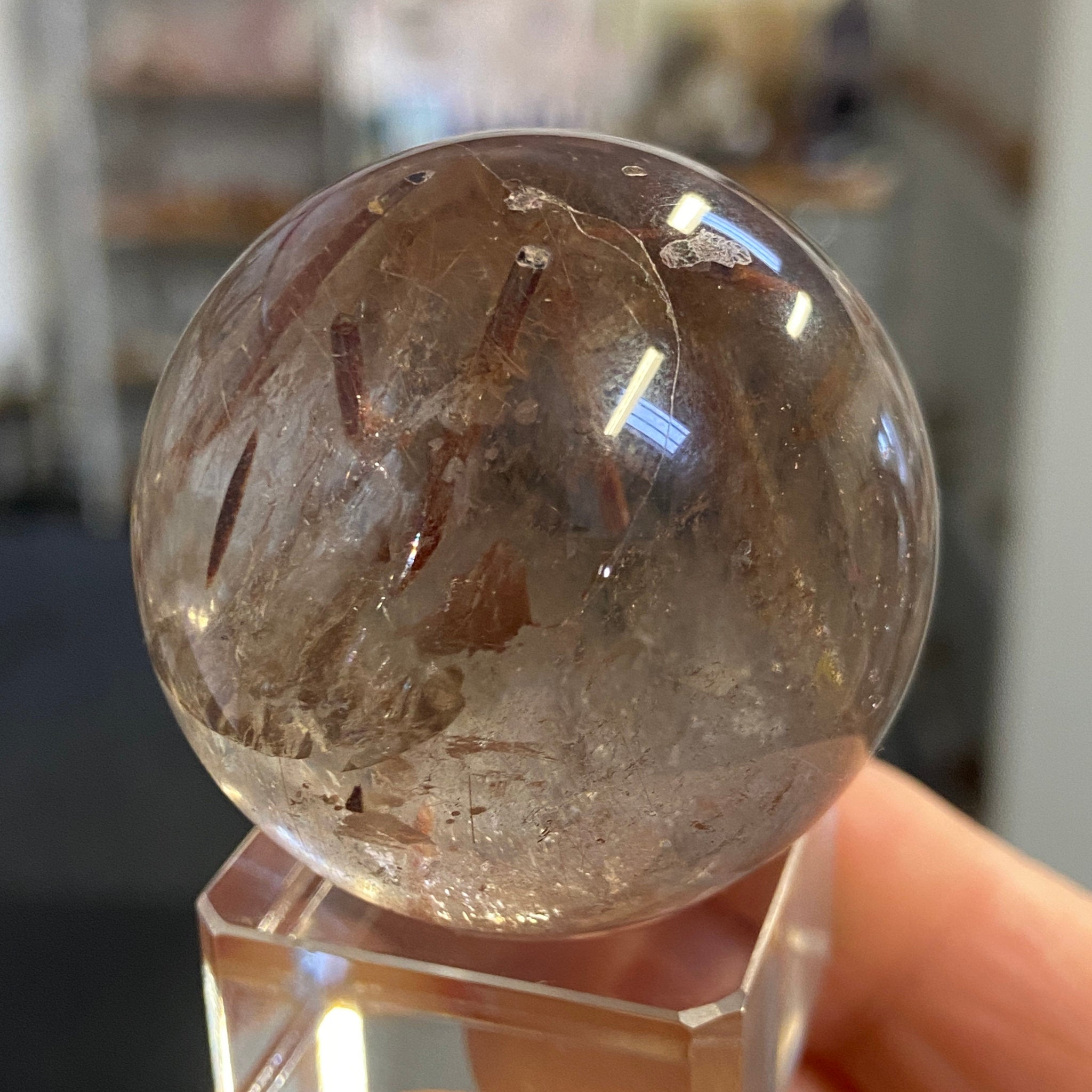 Smoky Rutilated Quartz Sphere – Brazil - Castle Rocks Cornwall