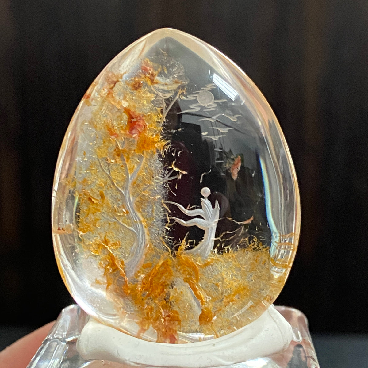 Moonlit Autumn Grove — AAA Diamond-Etched Clear Landscape Quartz