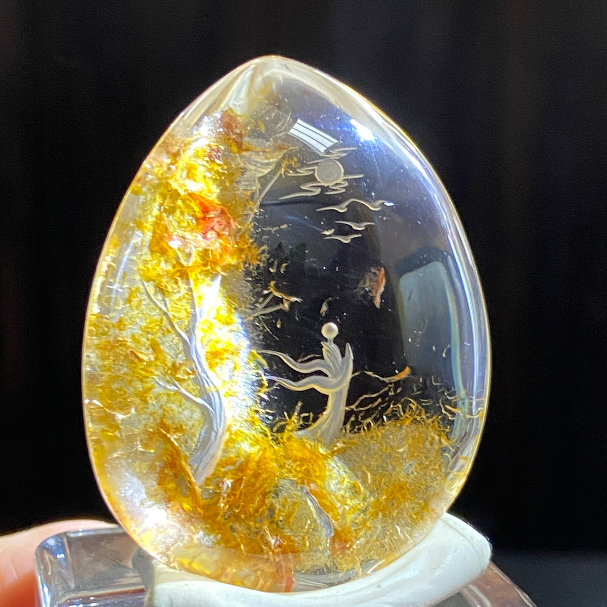 Moonlit Autumn Grove — AAA Diamond-Etched Clear Landscape Quartz