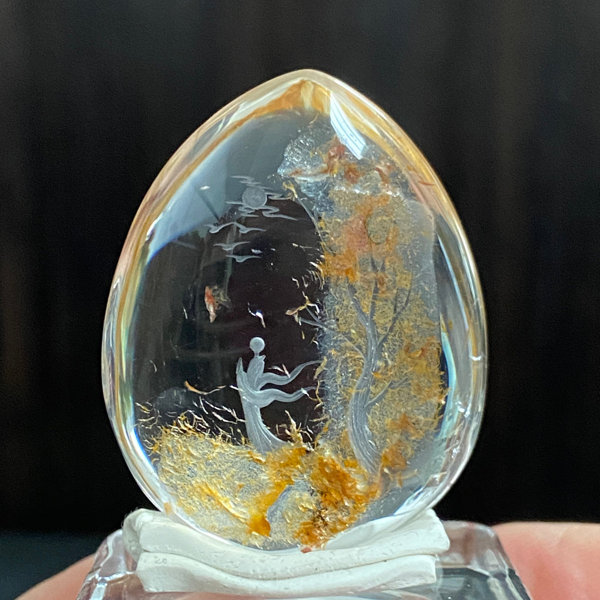 Moonlit Autumn Grove — AAA Diamond-Etched Clear Landscape Quartz