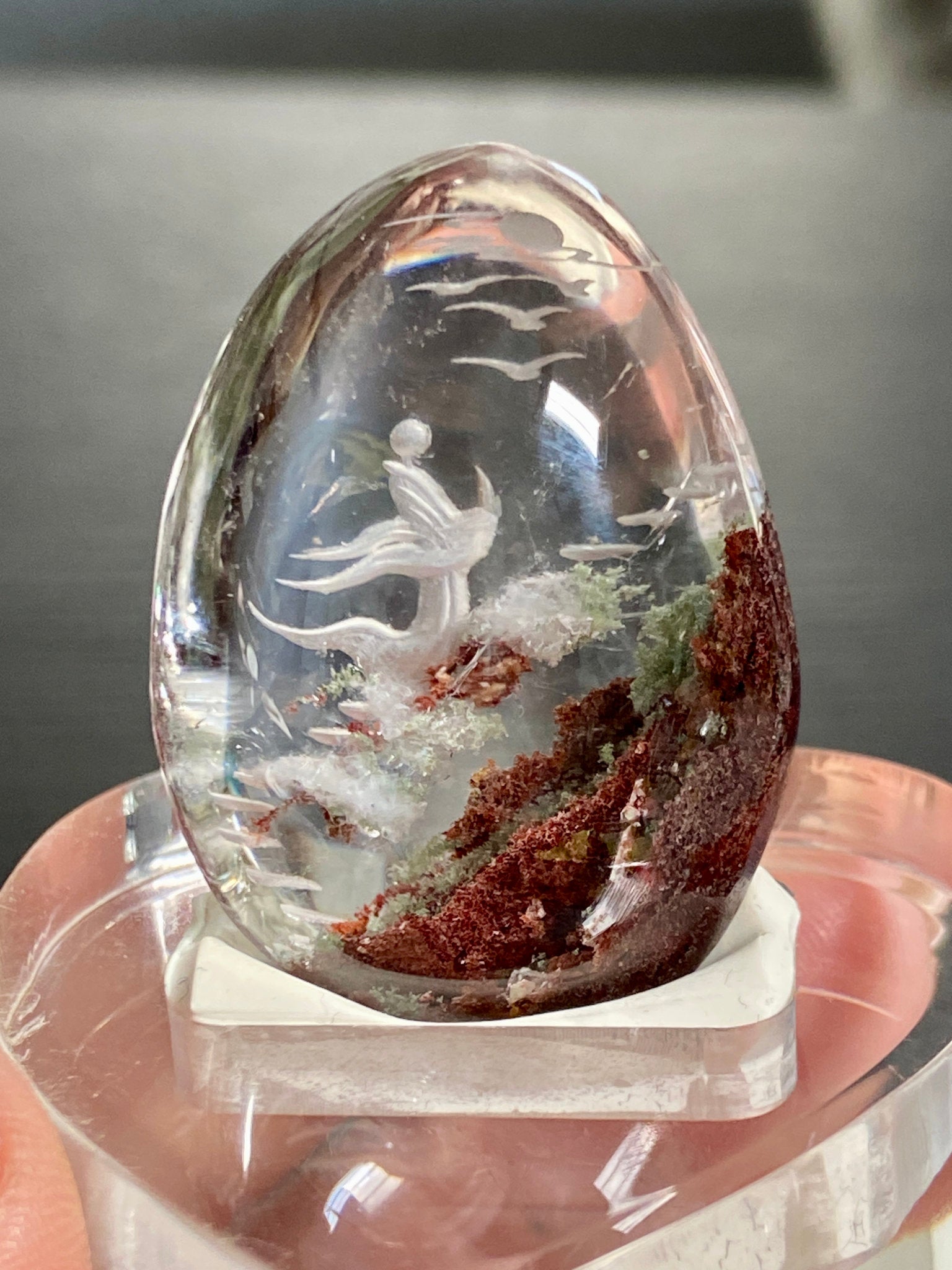 Clear Quartz with Ascending Spirit Being - Diamond Tip Etching