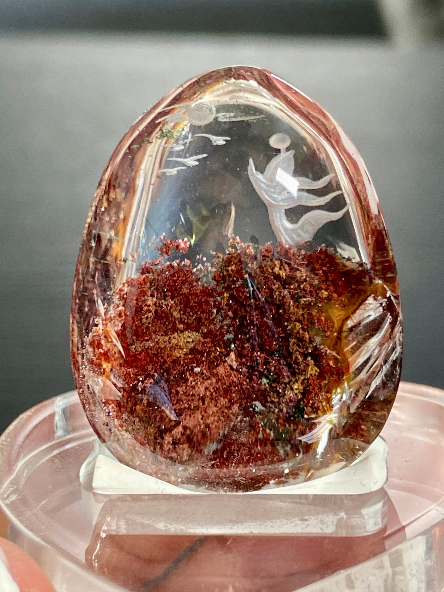 Clear Quartz with Spirit Being - Diamond Tip Etching