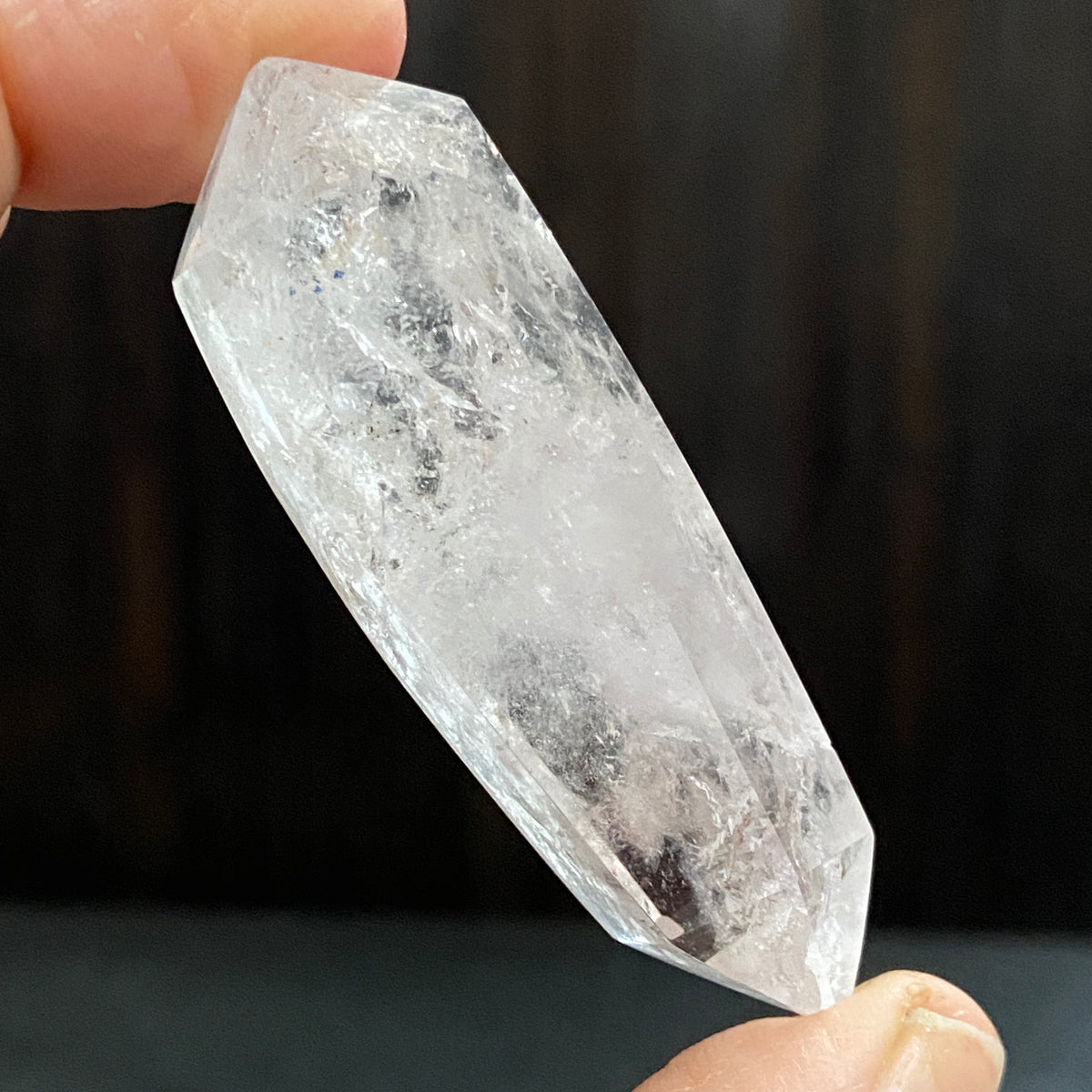 Double Terminated Clear Quartz with Two Enhydros – Brazil