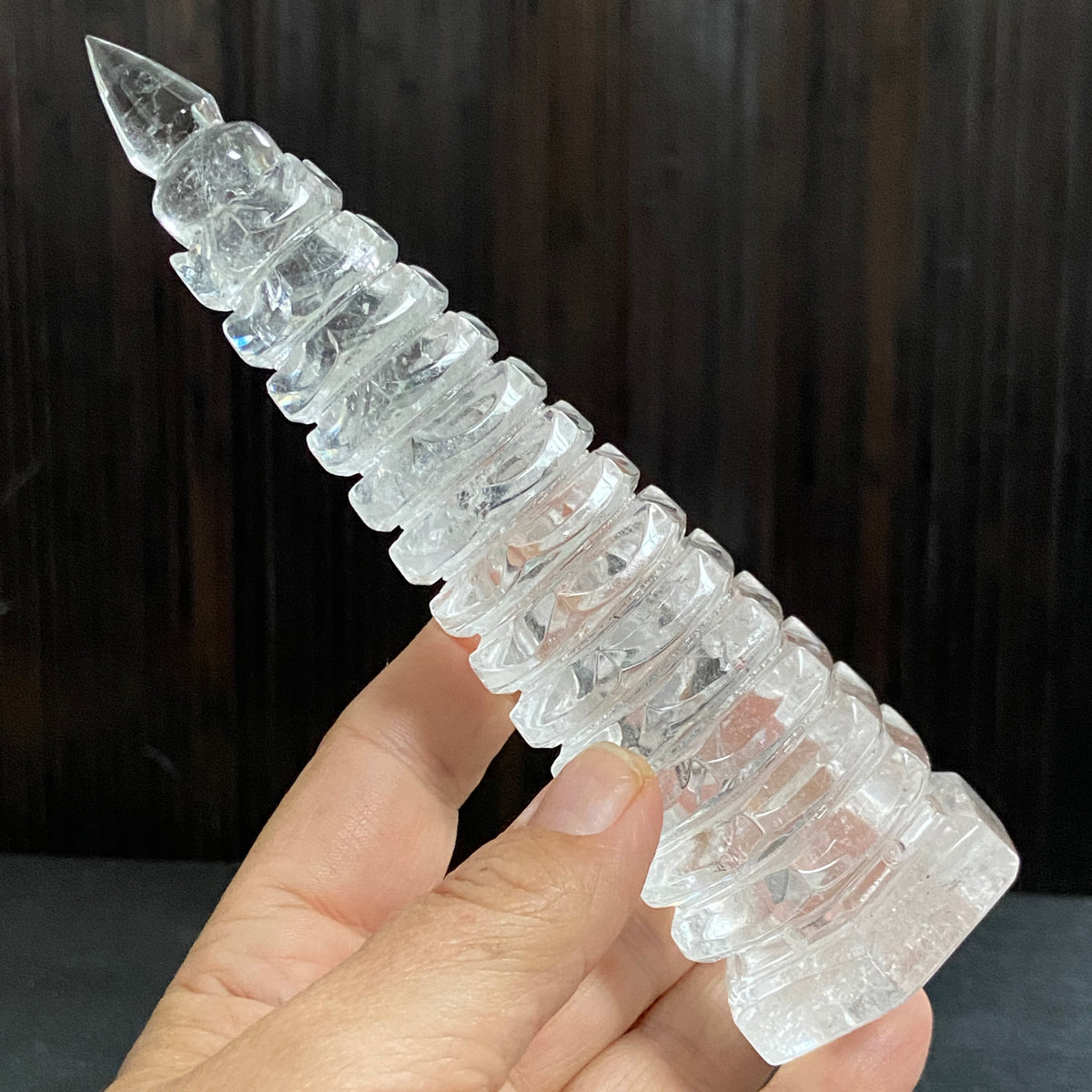 13-Layer Clear Quartz Wenchang Tower – Brazil