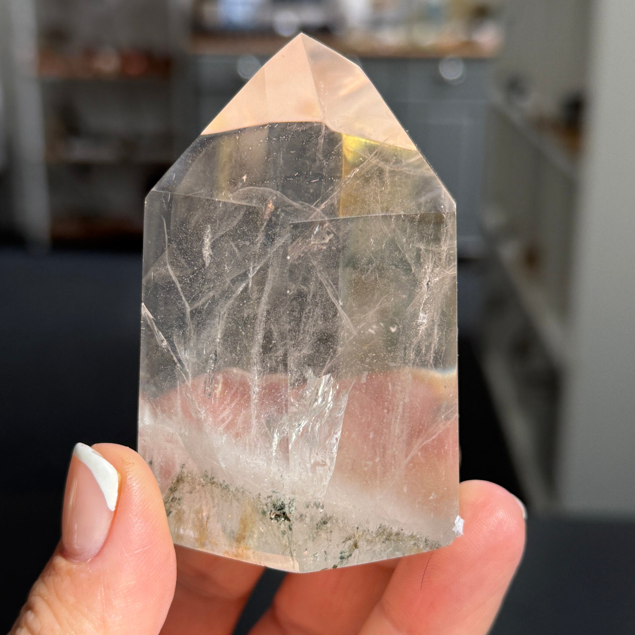 💎 River Rolled Clear Quartz Tower with Inclusions – Madagascar