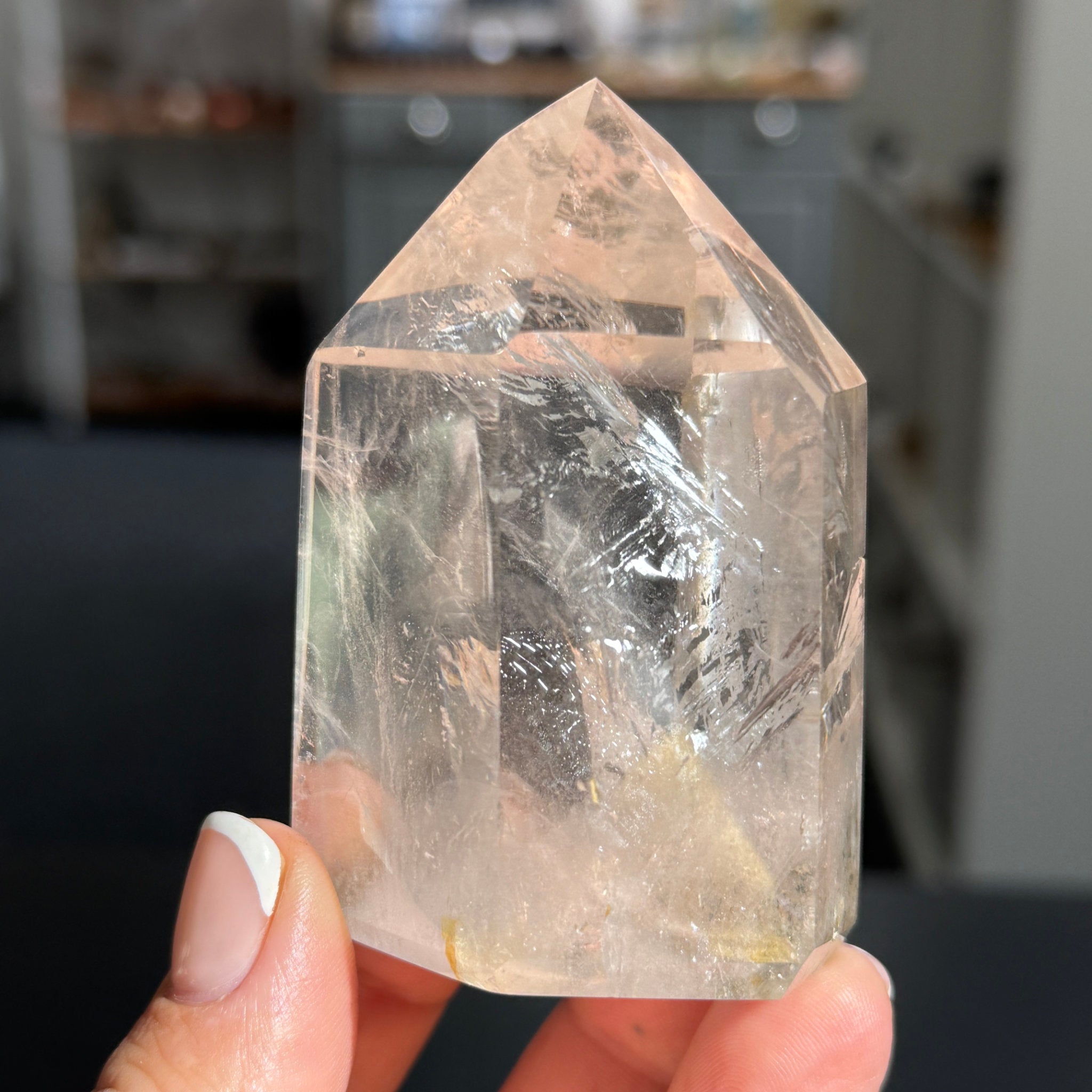 💎 River Rolled Clear Quartz Tower with Inclusions – Madagascar