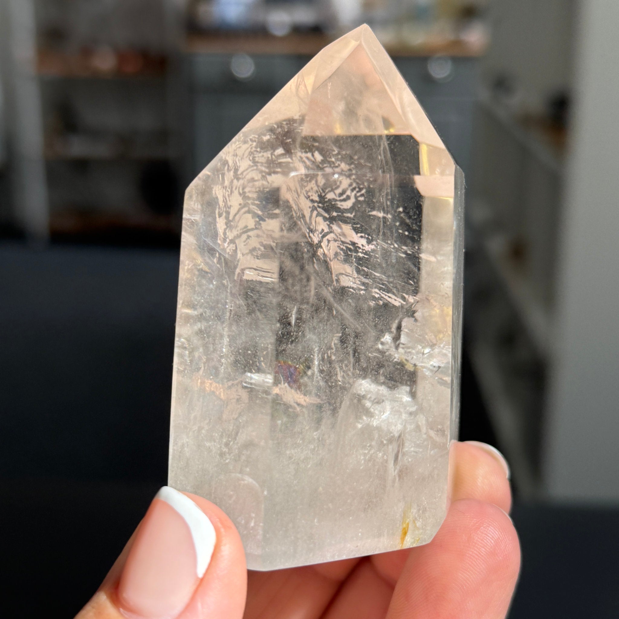 💎 River Rolled Clear Quartz Tower with Inclusions – Madagascar