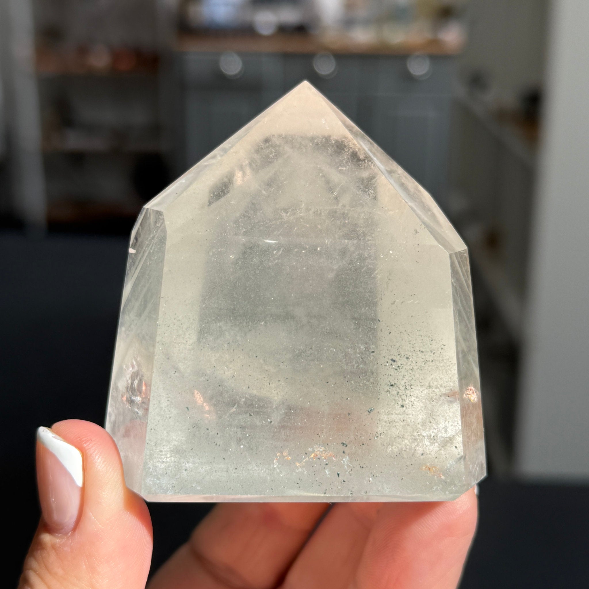 💚 Clear Quartz Tower with Chlorite Inclusions & Phantom Veils