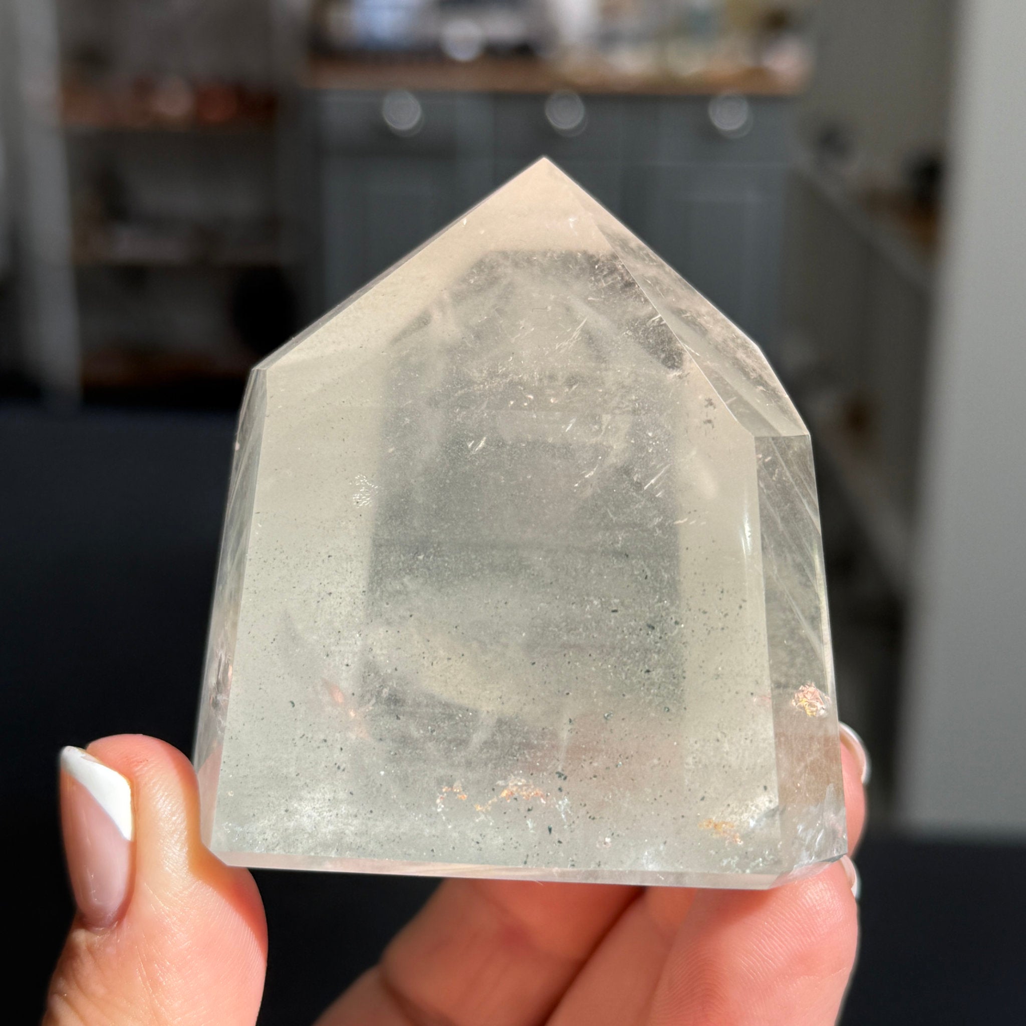 💚 Clear Quartz Tower with Chlorite Inclusions & Phantom Veils