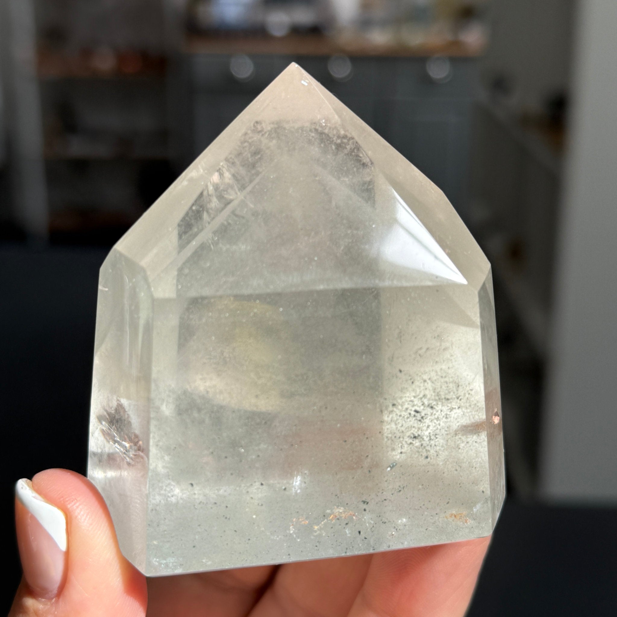 💚 Clear Quartz Tower with Chlorite Inclusions & Phantom Veils