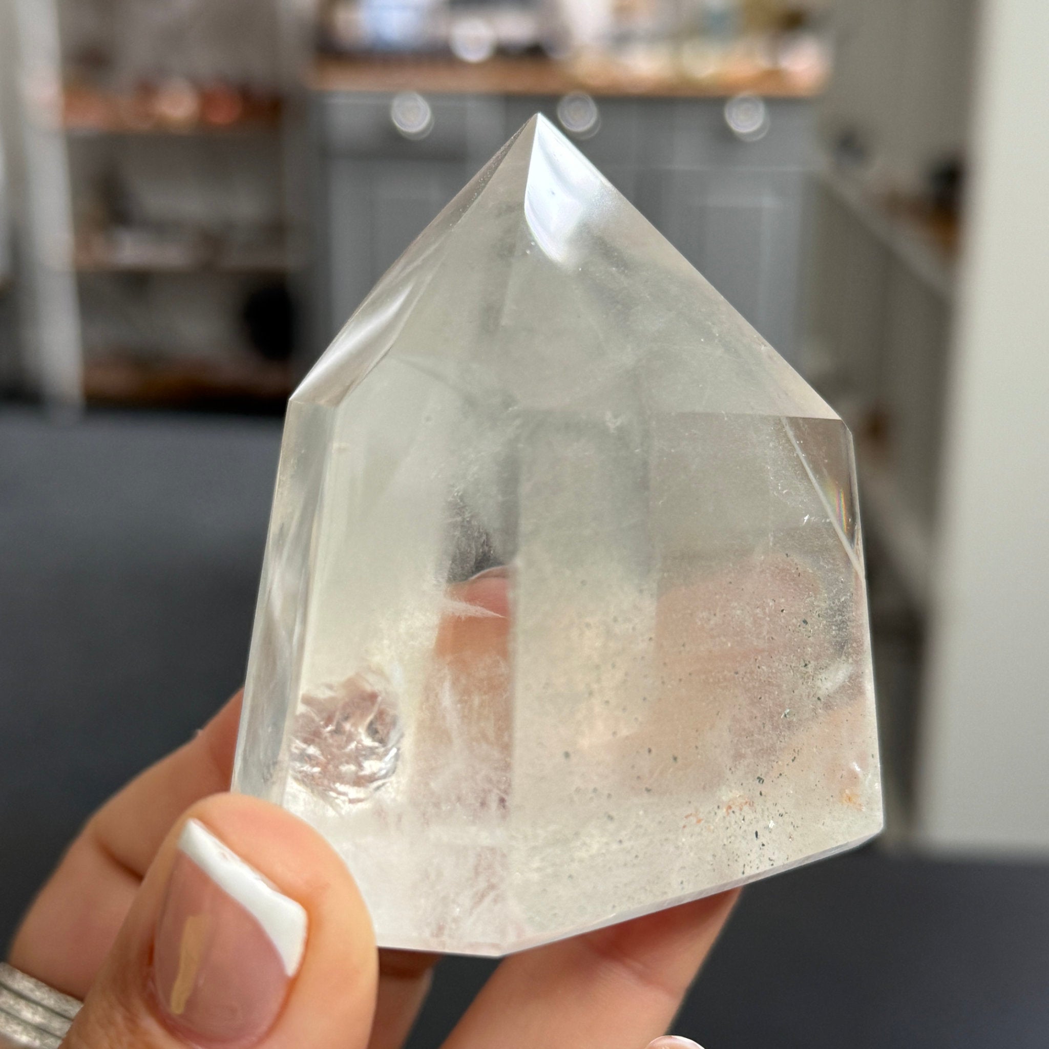 💚 Clear Quartz Tower with Chlorite Inclusions & Phantom Veils