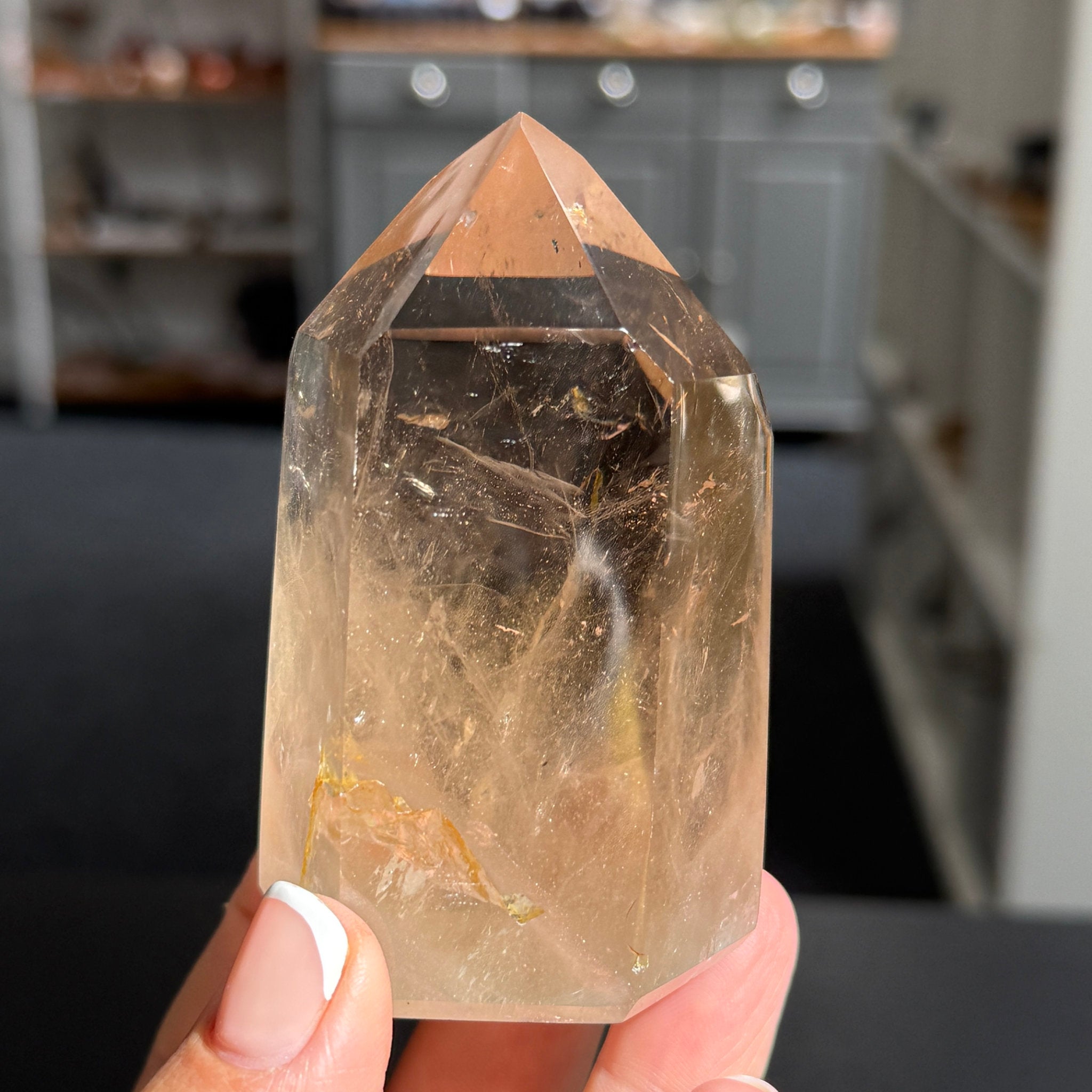 🤎 River Rolled Smoky Quartz Tower – Madagascar