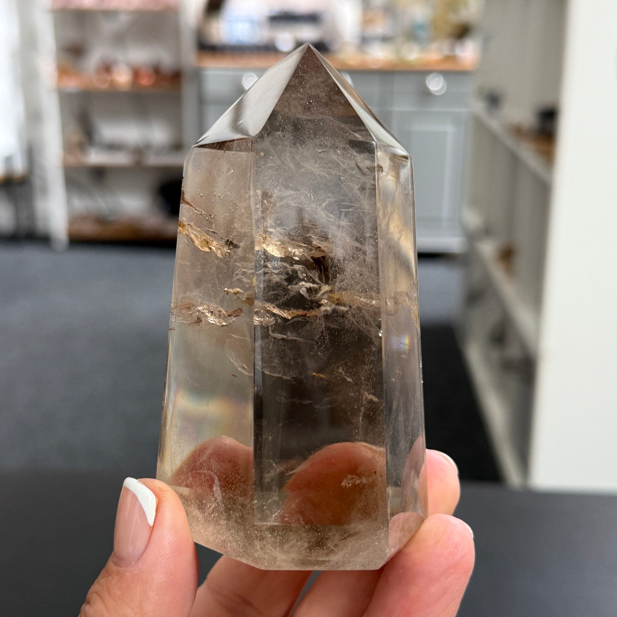 🤎 River Rolled Smoky Quartz Tower – Madagascar